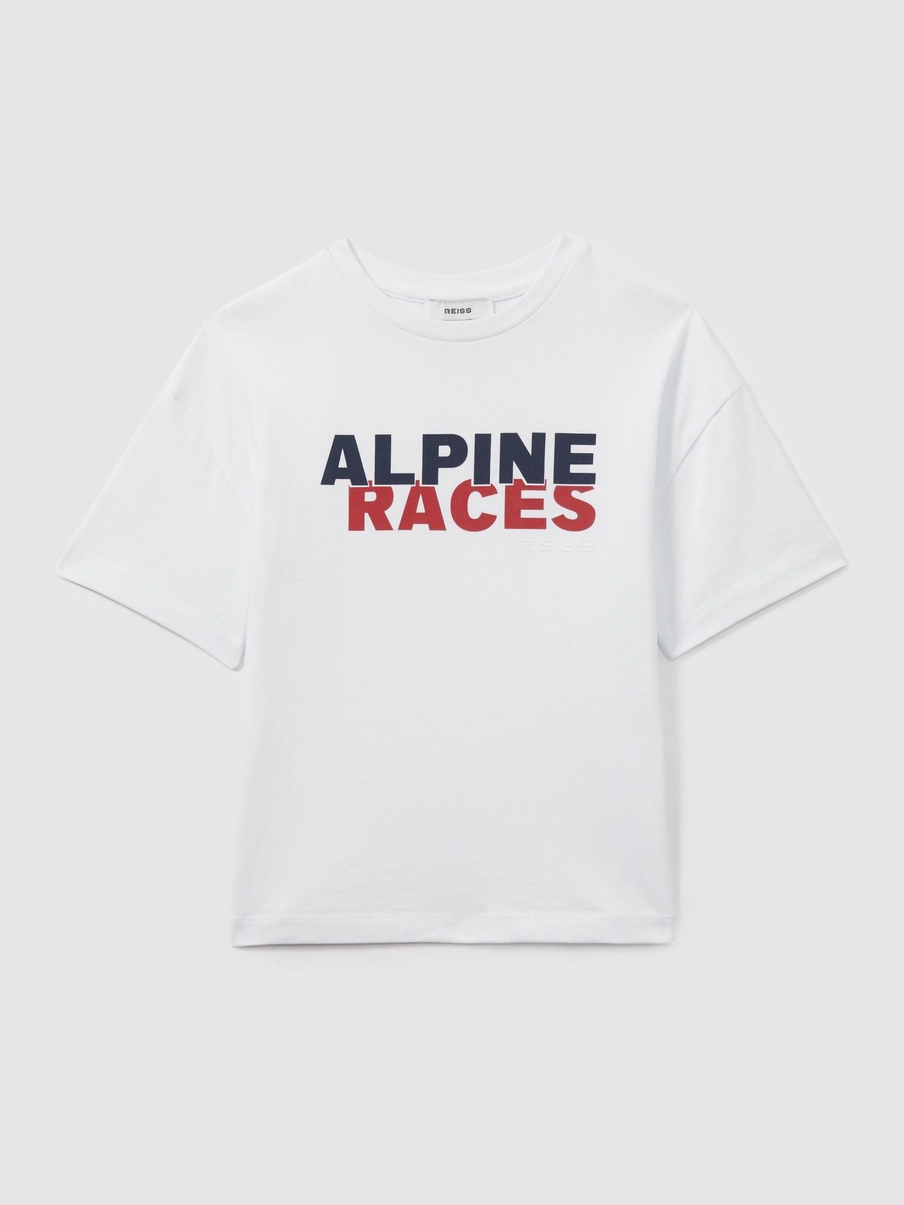 Cotton-Jersey Alpine Races-Print T-Shirt in White/Red/Navy - Image 1 of 4