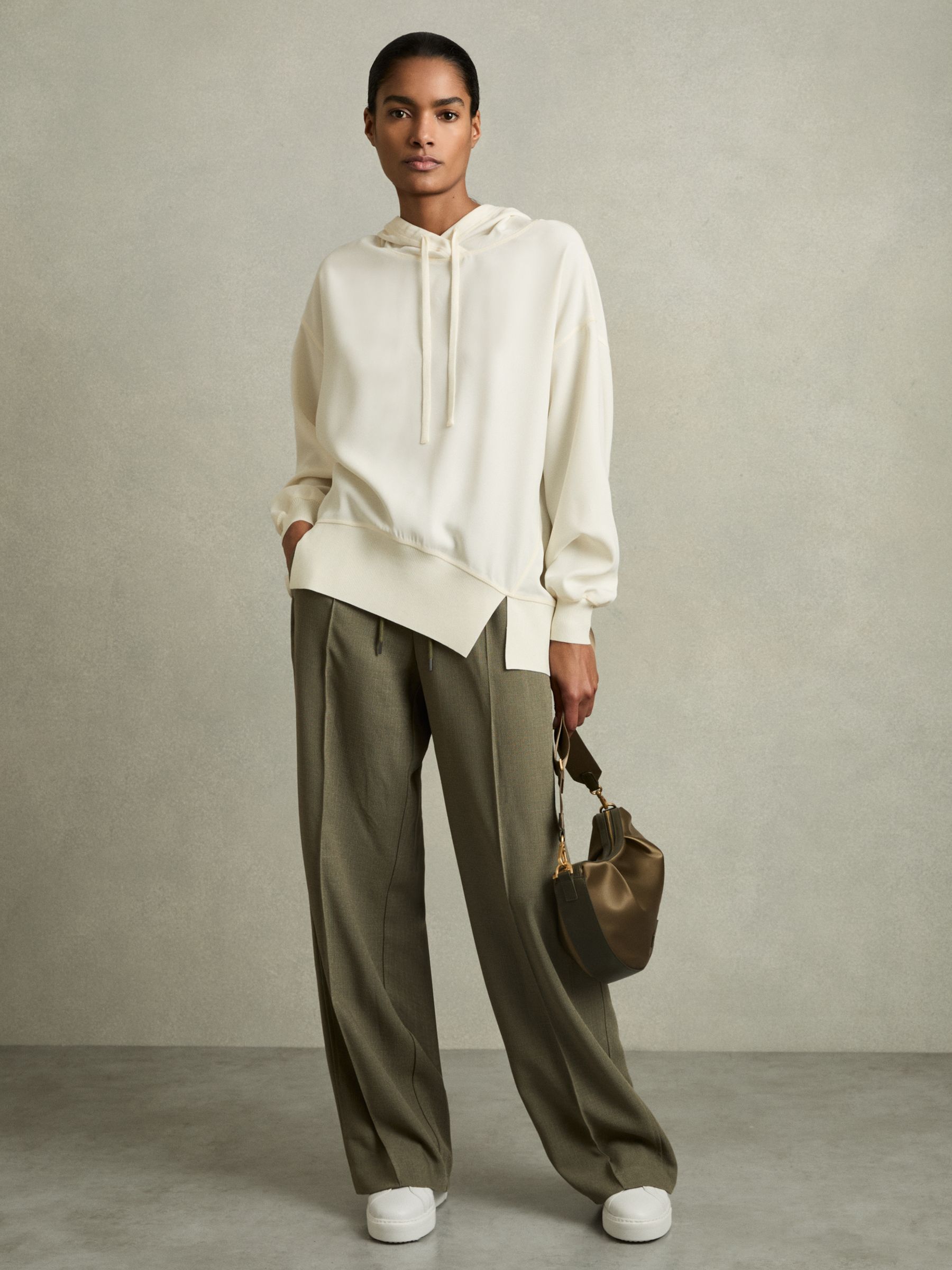 Woven Hooded Top in Cream - Image 3 of 6