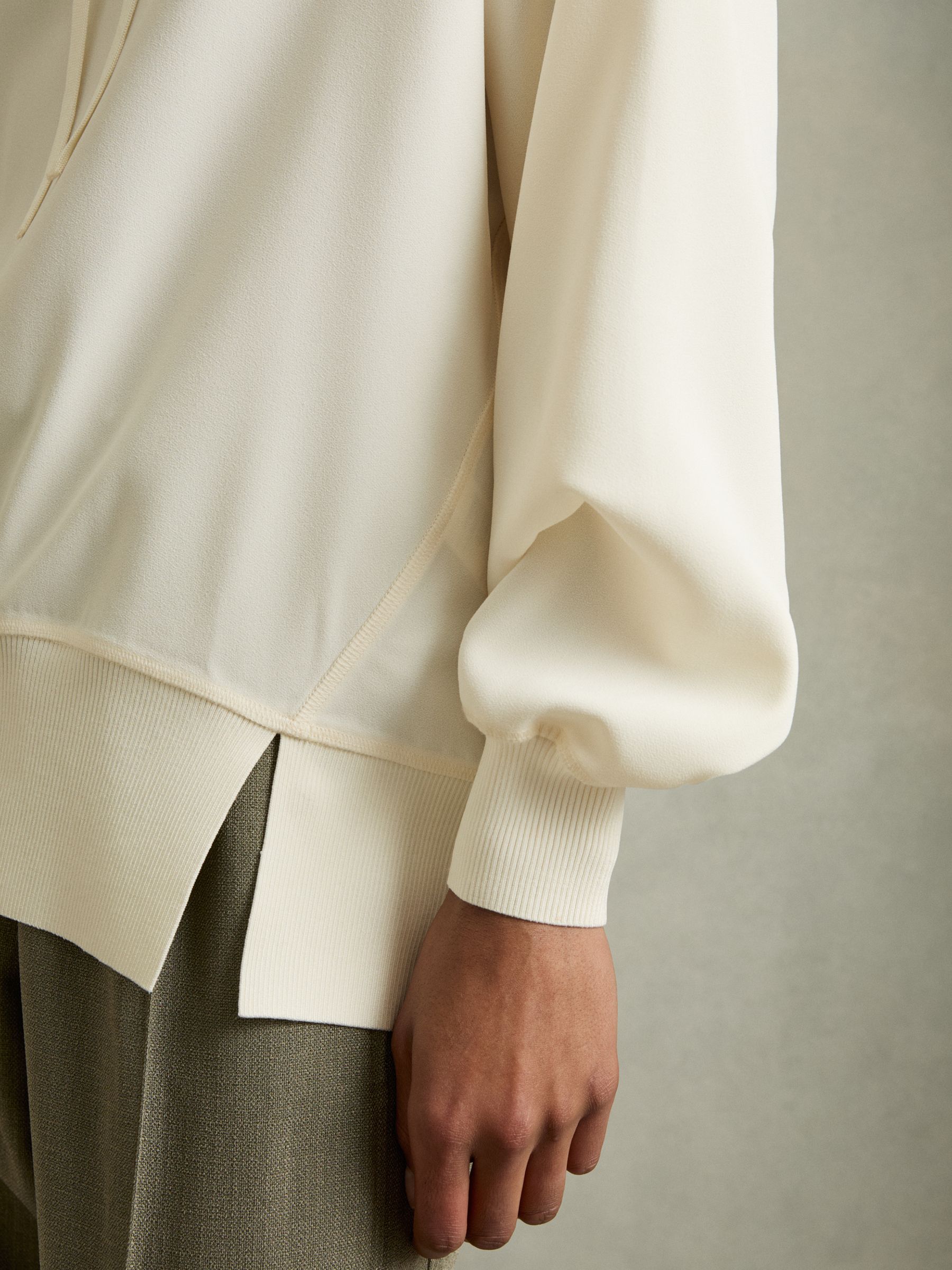 Woven Hooded Top in Cream - Image 4 of 6