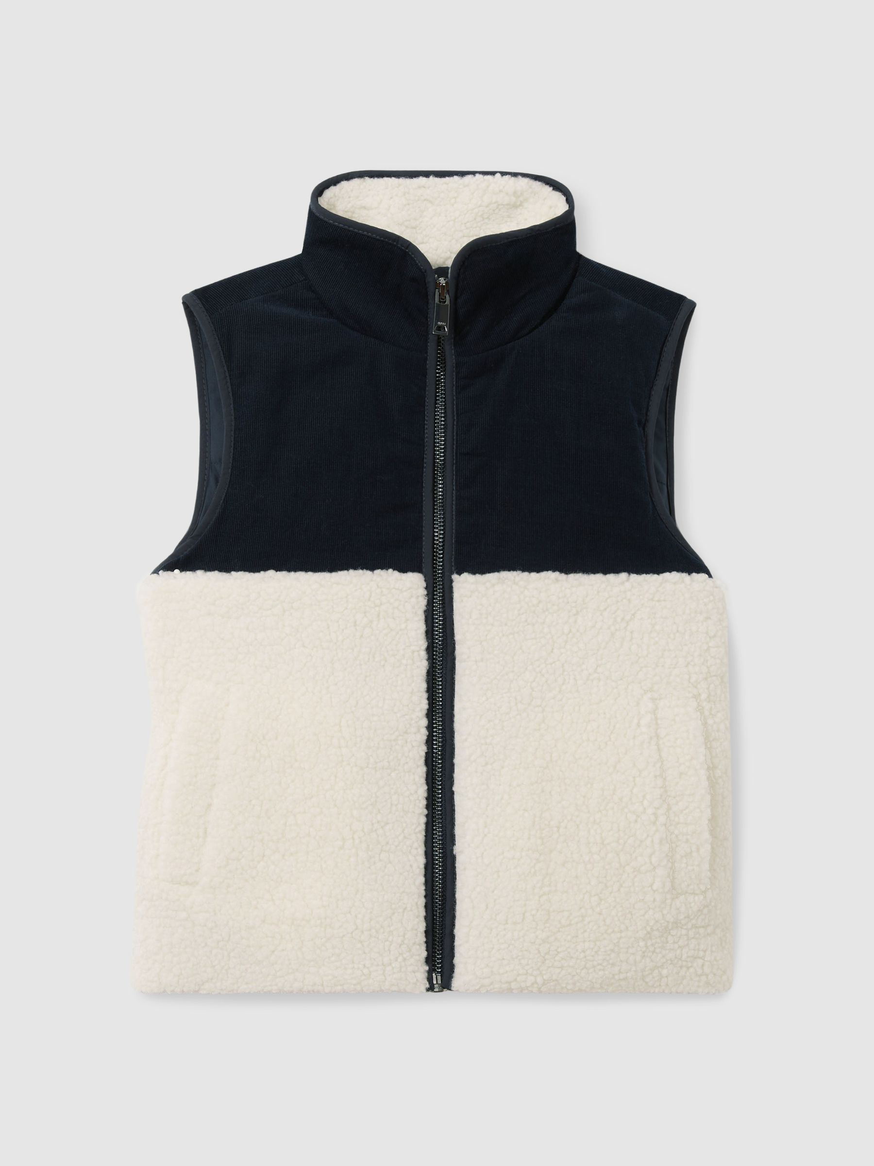 13-14 yrs Cotton-Corduroy and Fleece Gilet in Navy/White - Image 1 of 4