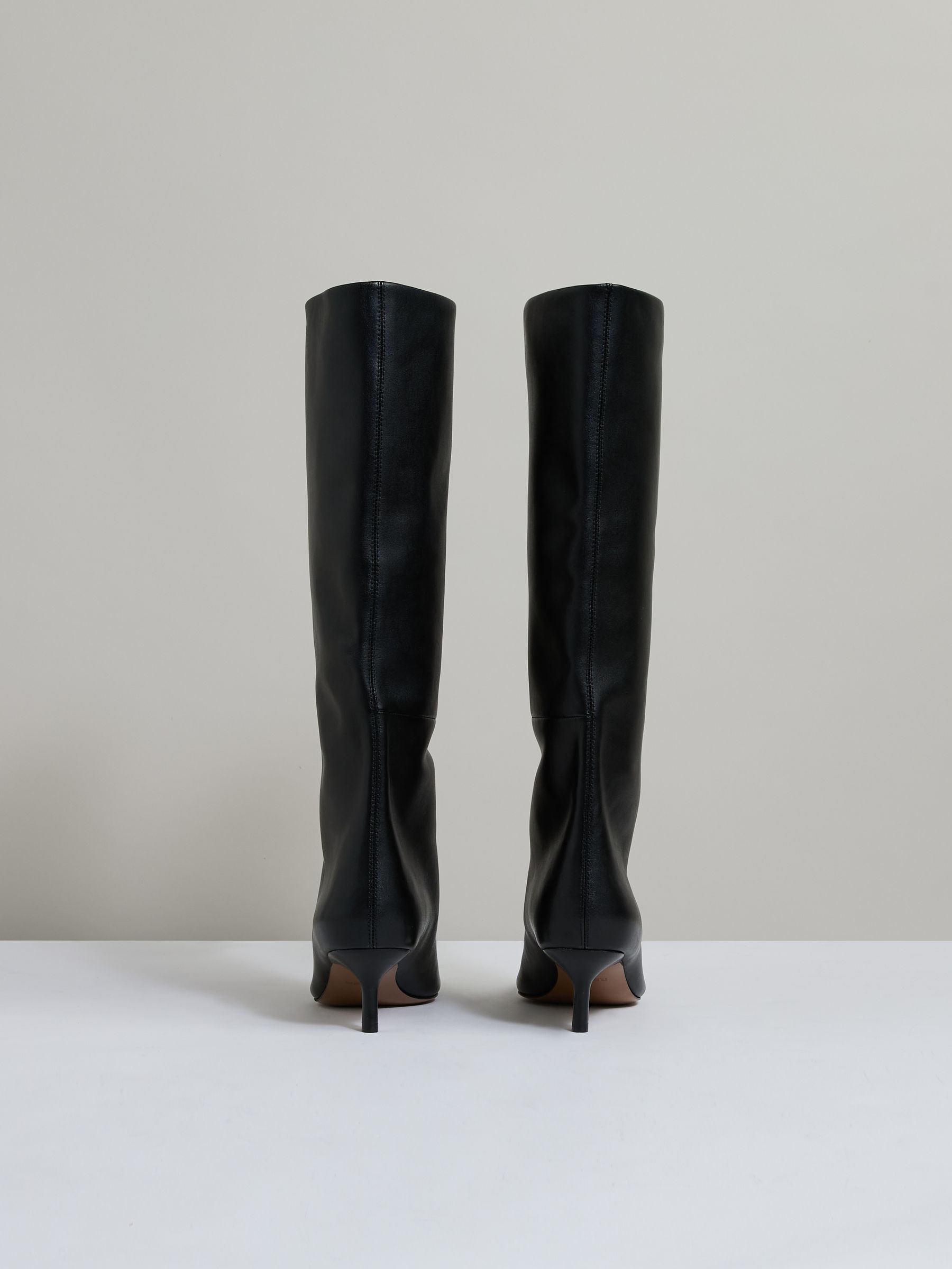 Leather Kitten Heel Boots in Black - Image 5 of 5