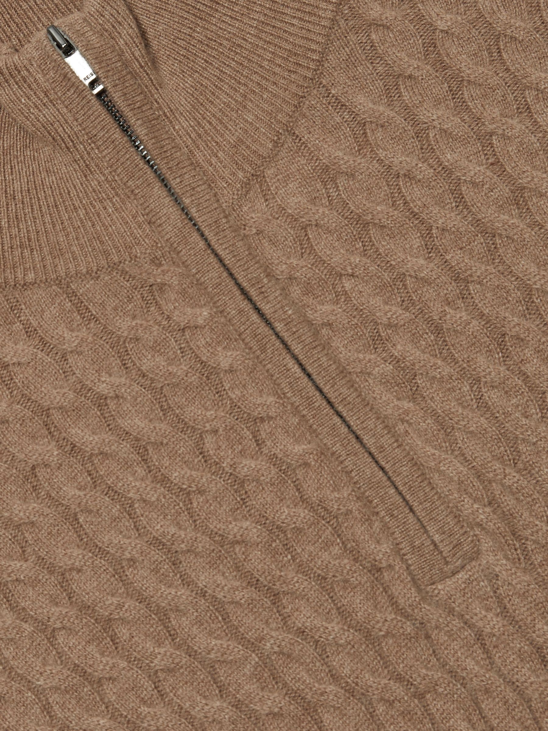 Atelier Cabled-Cashmere Zip-Neck Jumper in Camel Melange - Image 6 of 6