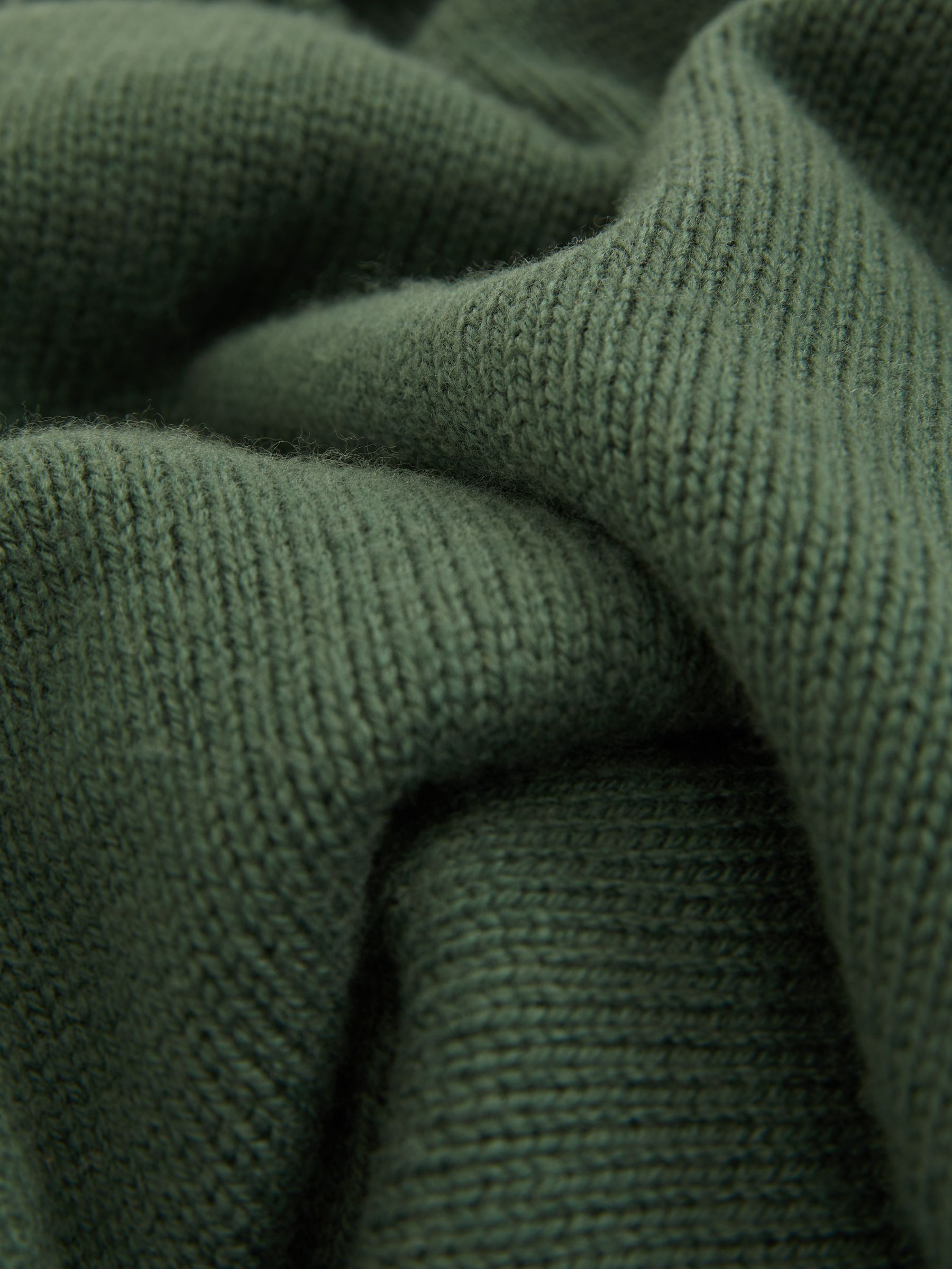 Wool-Blend Ridge-Seam Roll-Neck Jumper in Green Smoke - image 2