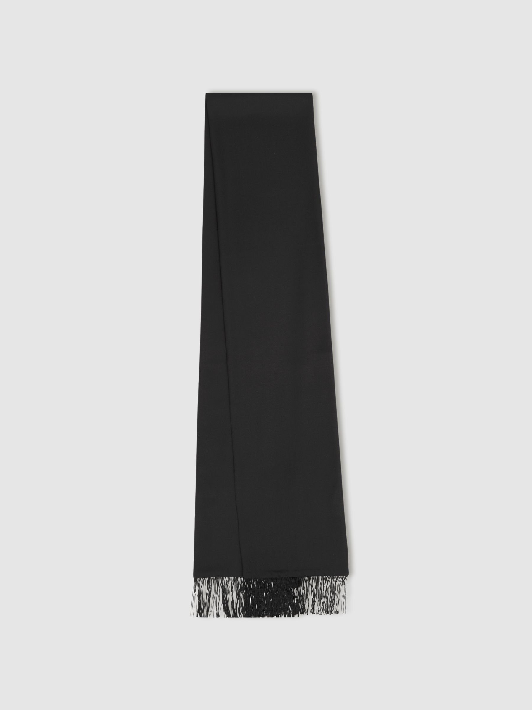 Silk Fringed Scarf in Black - Image 1 of 4