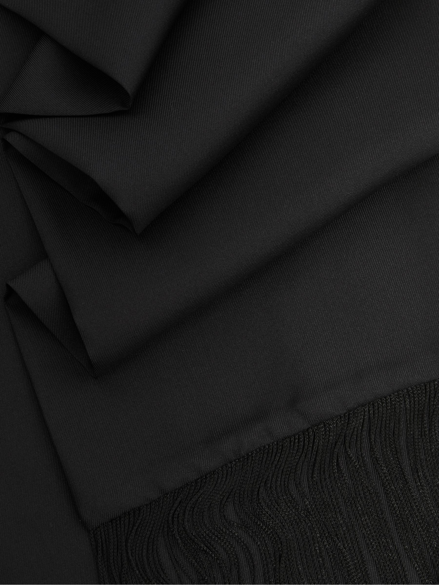 Silk Fringed Scarf in Black - Image 4 of 4