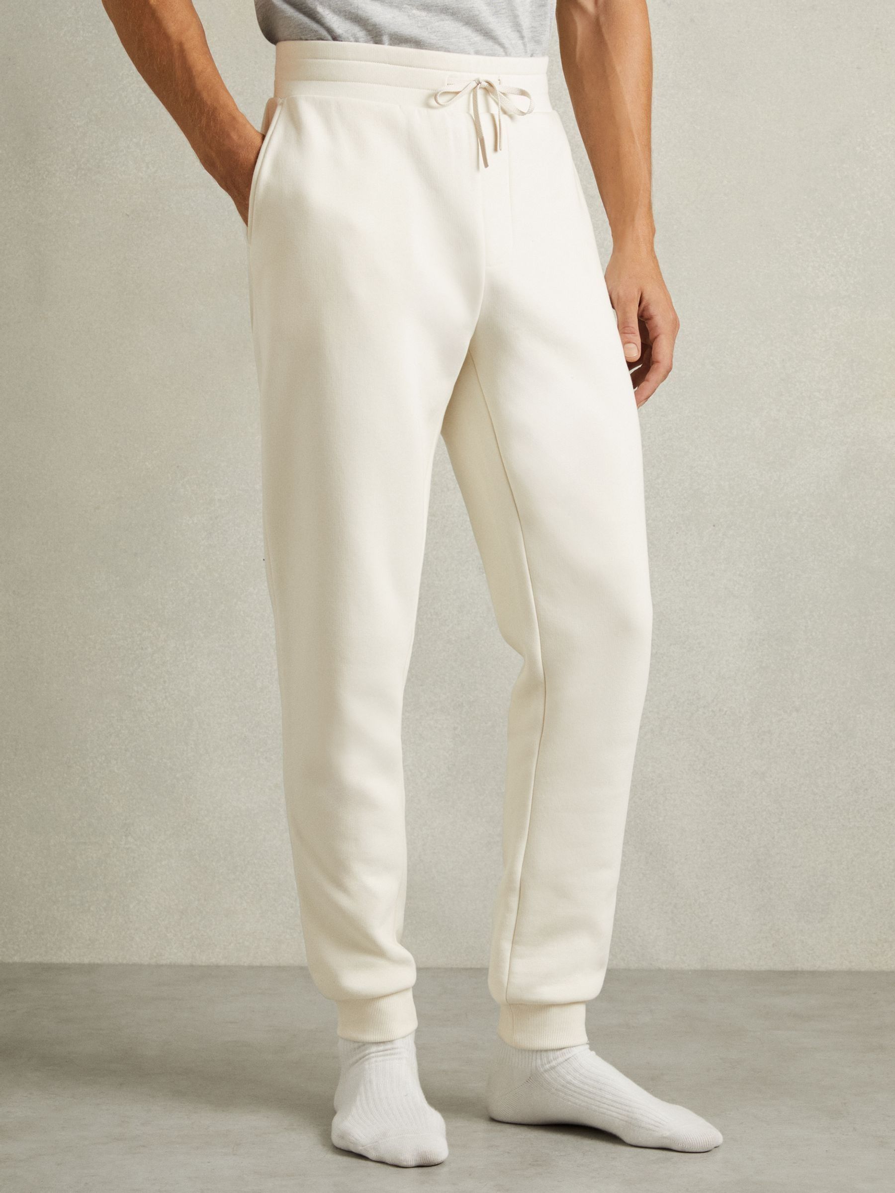 Cotton-Blend Jersey Joggers in Off White - Image 3 of 6