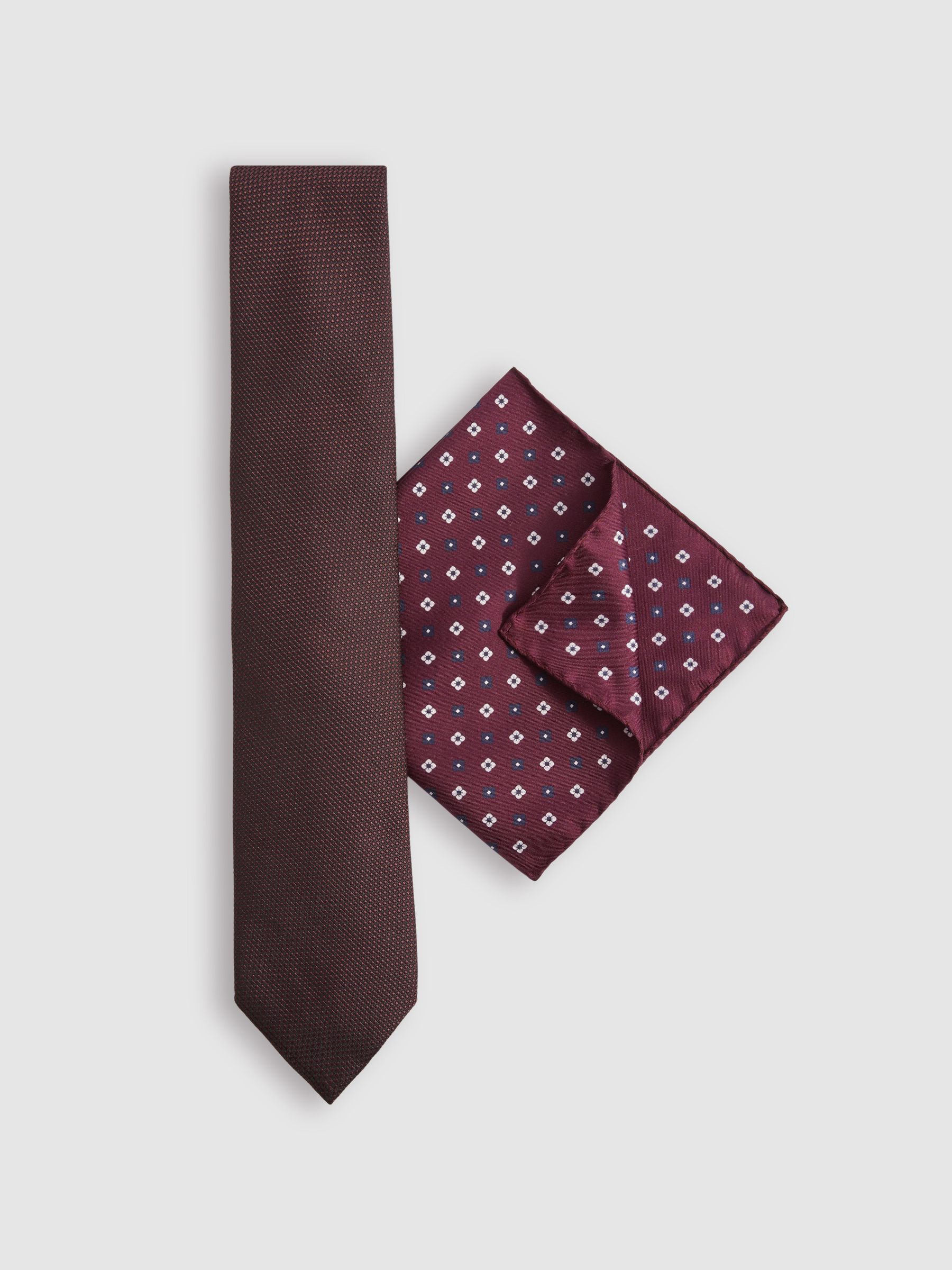 Tie And Pocket Square Gift Set in Bordeaux - Image 1 of 6