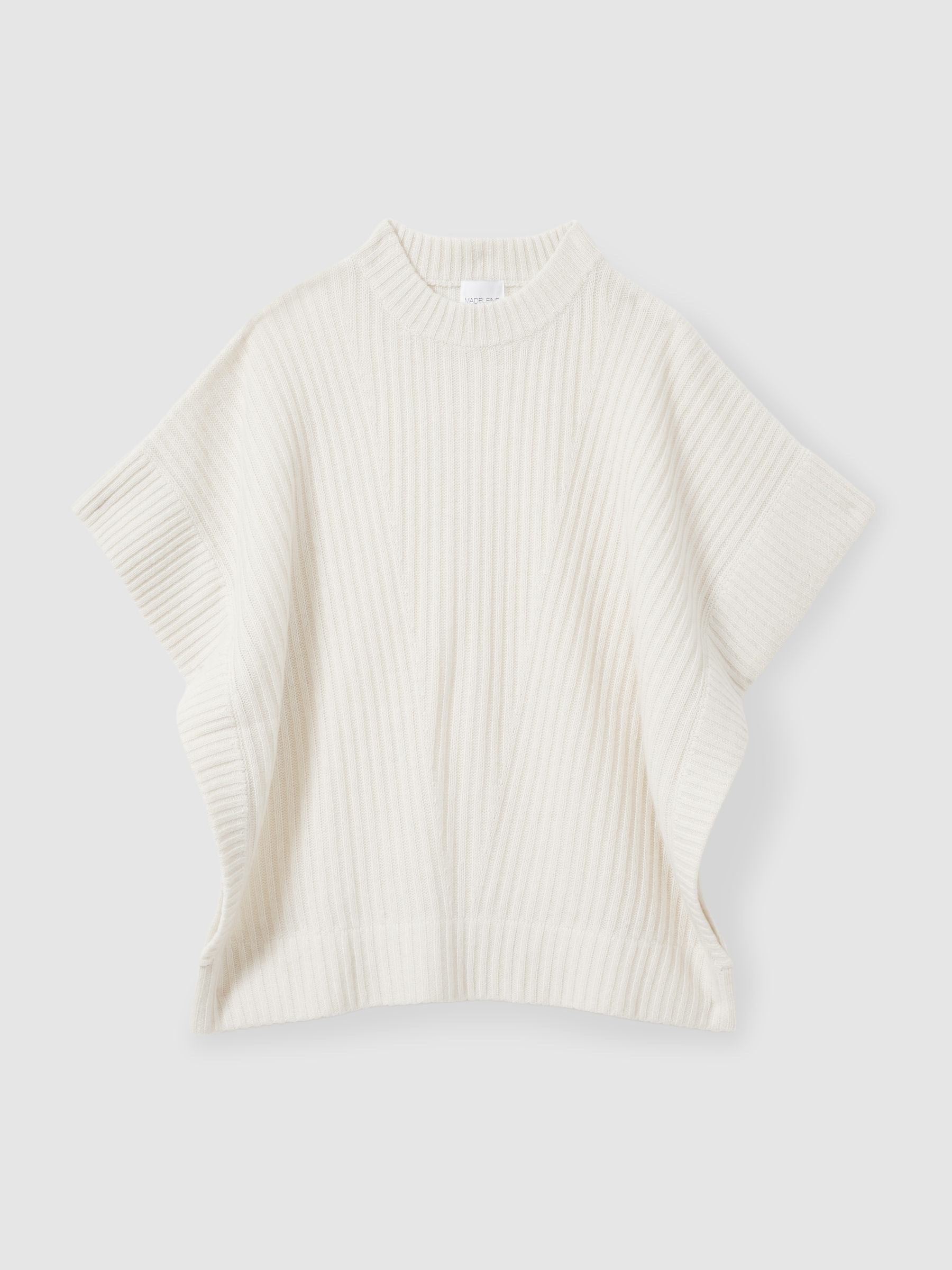 Wool Cashmere Ribbed Top in Cream - Image 2 of 6