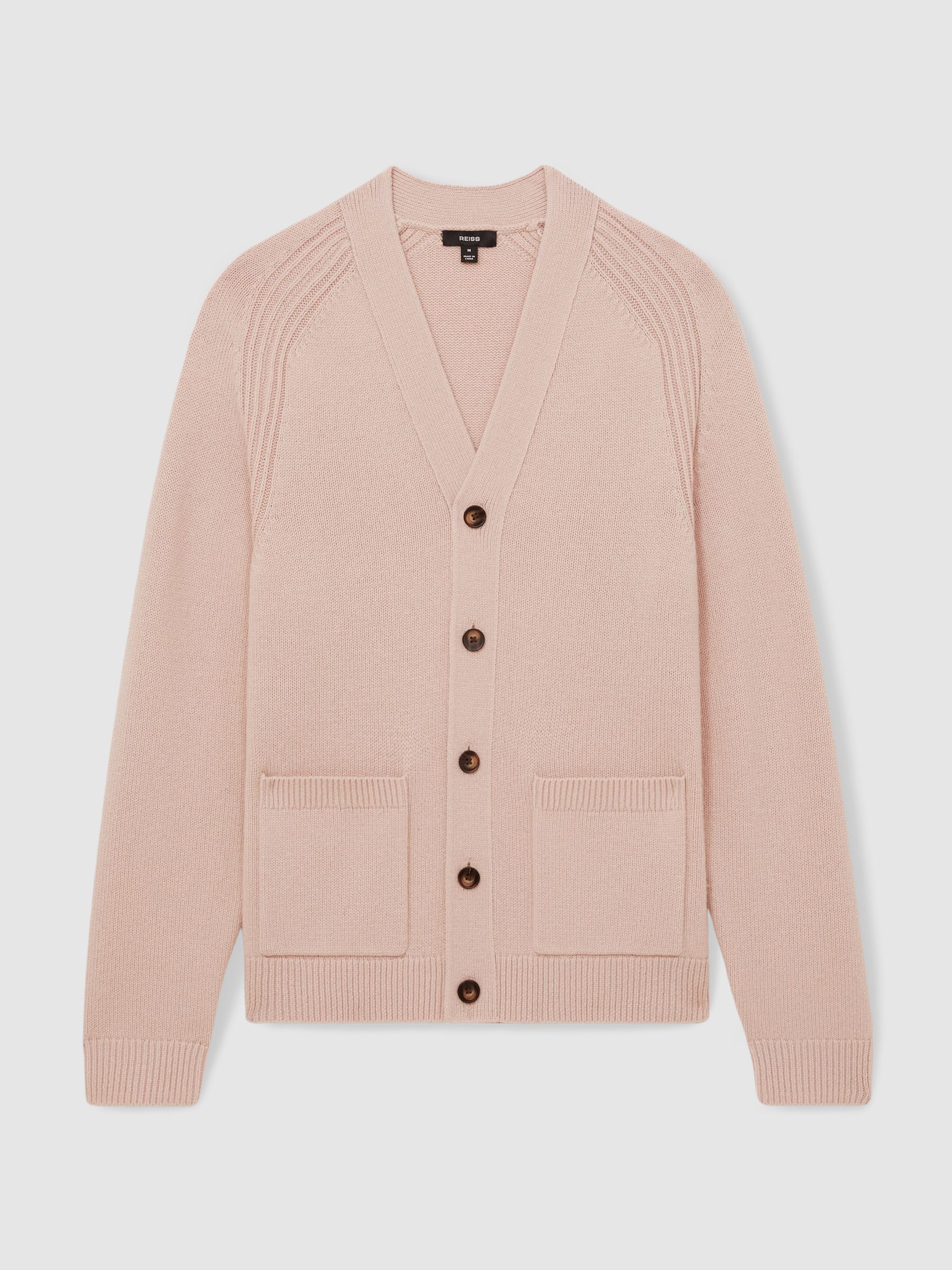 Wool-Blend Ridge-Seam Cardigan in Soft Pink - Image 2 of 7