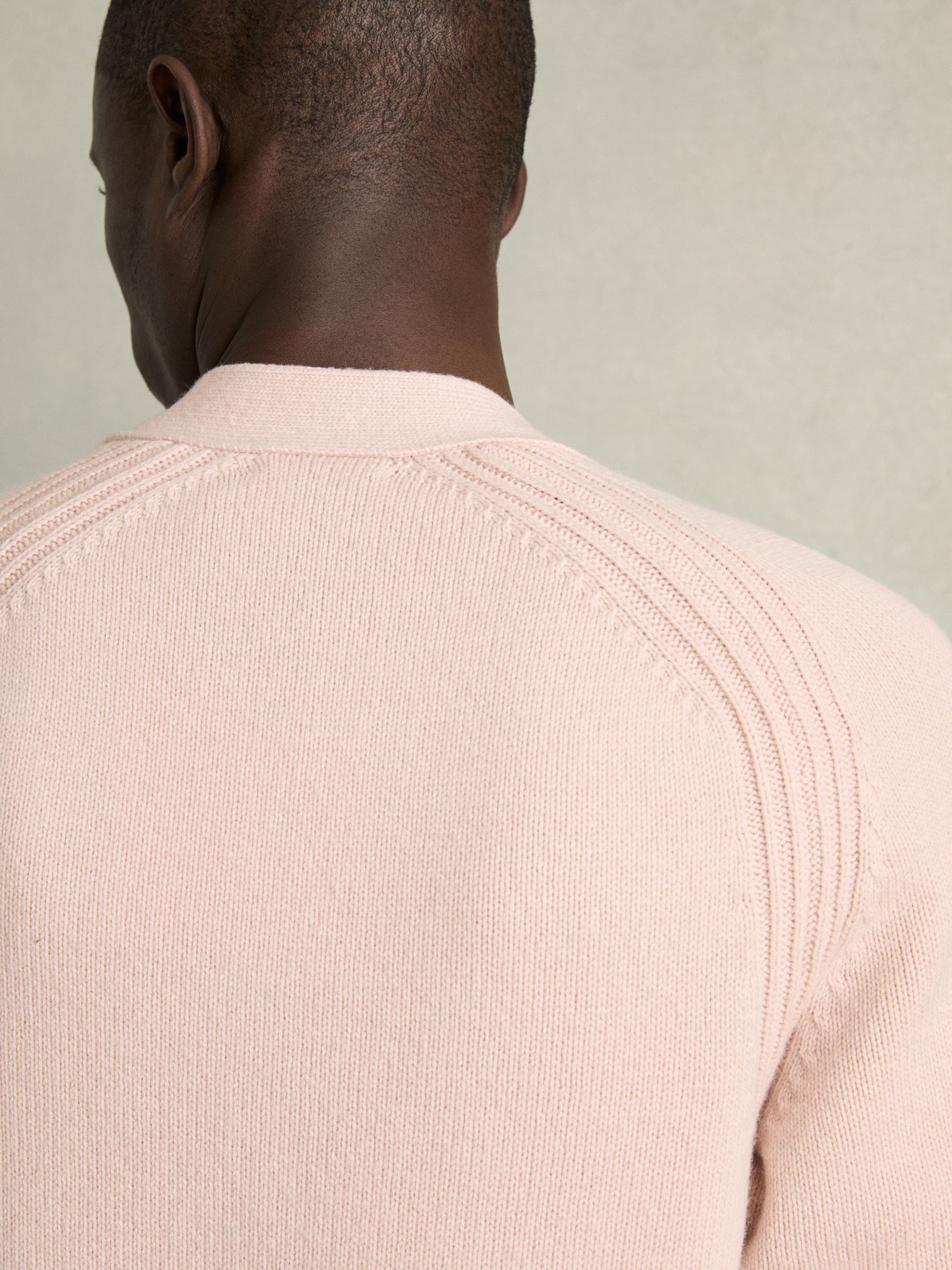 Wool-Blend Ridge-Seam Cardigan in Soft Pink - Image 4 of 7