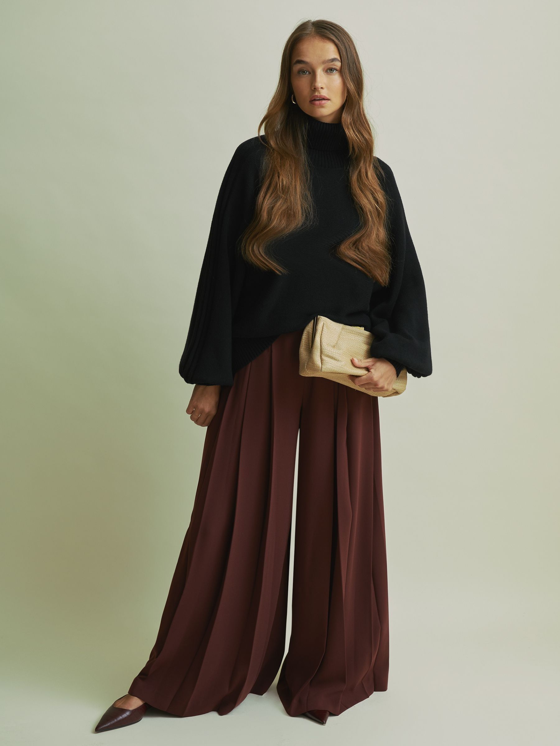 Florere Wool Blend Roll Neck Jumper in Black - Image 1 of 6