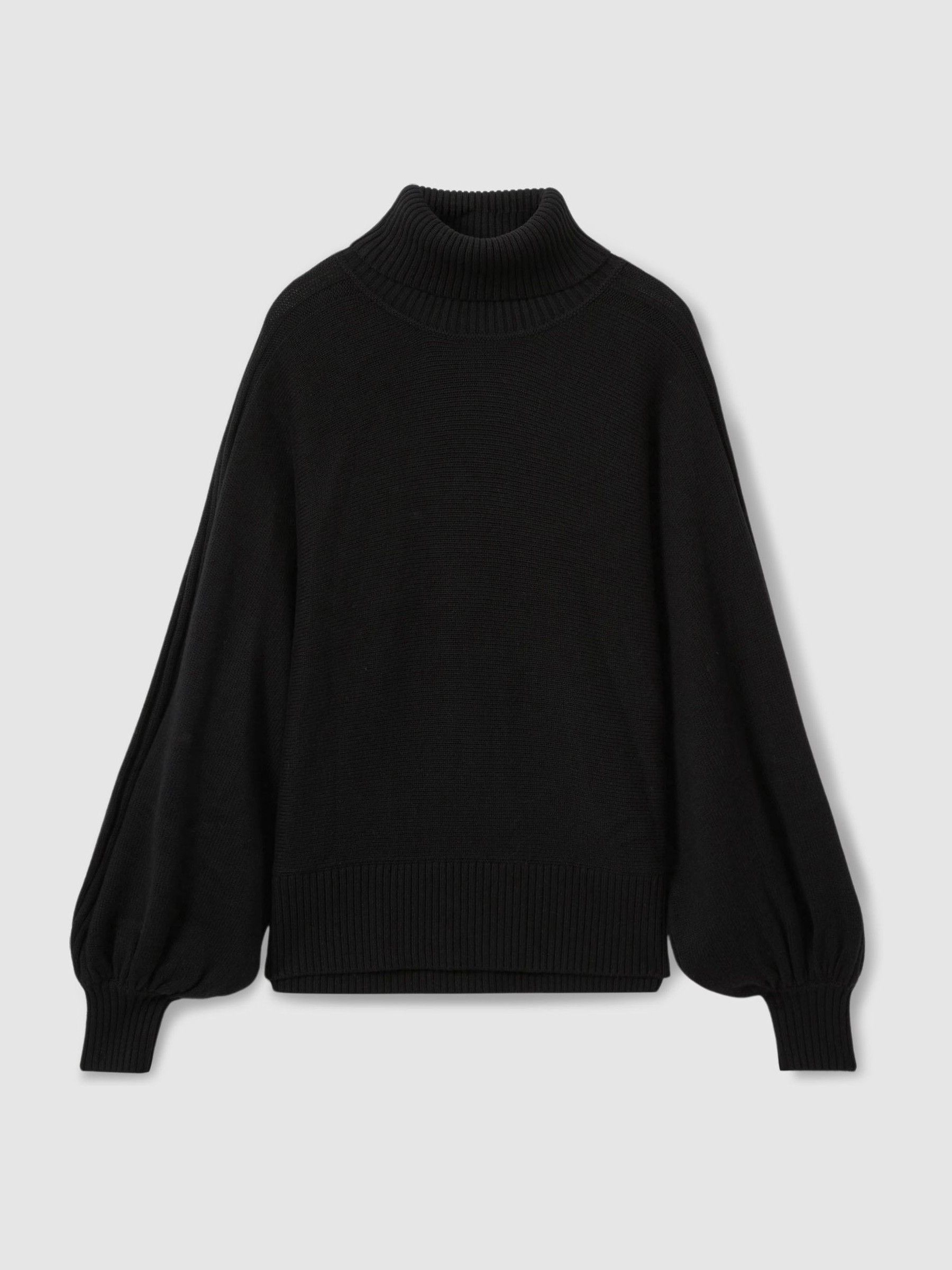 Florere Wool Blend Roll Neck Jumper in Black