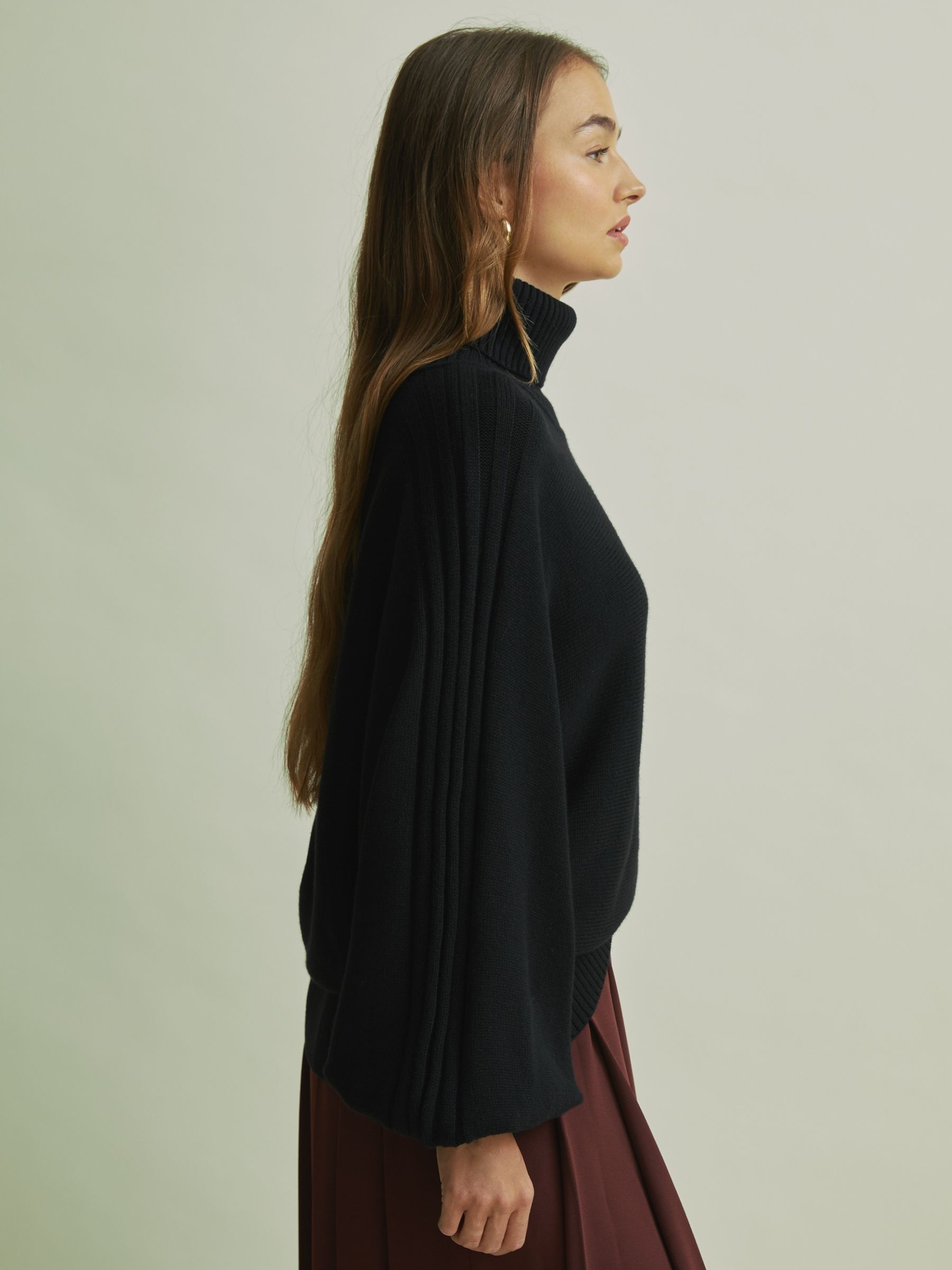 Florere Wool Blend Roll Neck Jumper in Black - Image 4 of 6