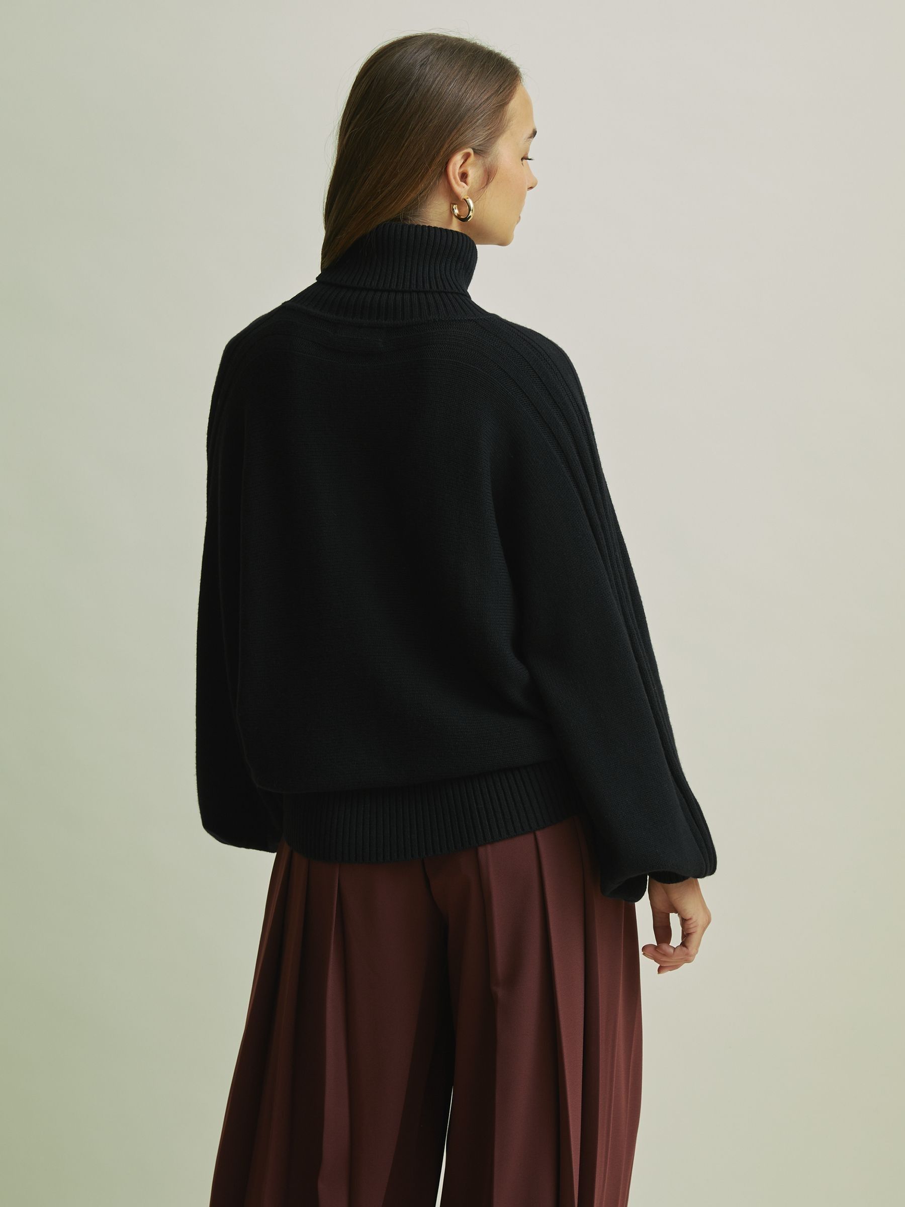 Florere Wool Blend Roll Neck Jumper in Black - Image 5 of 6
