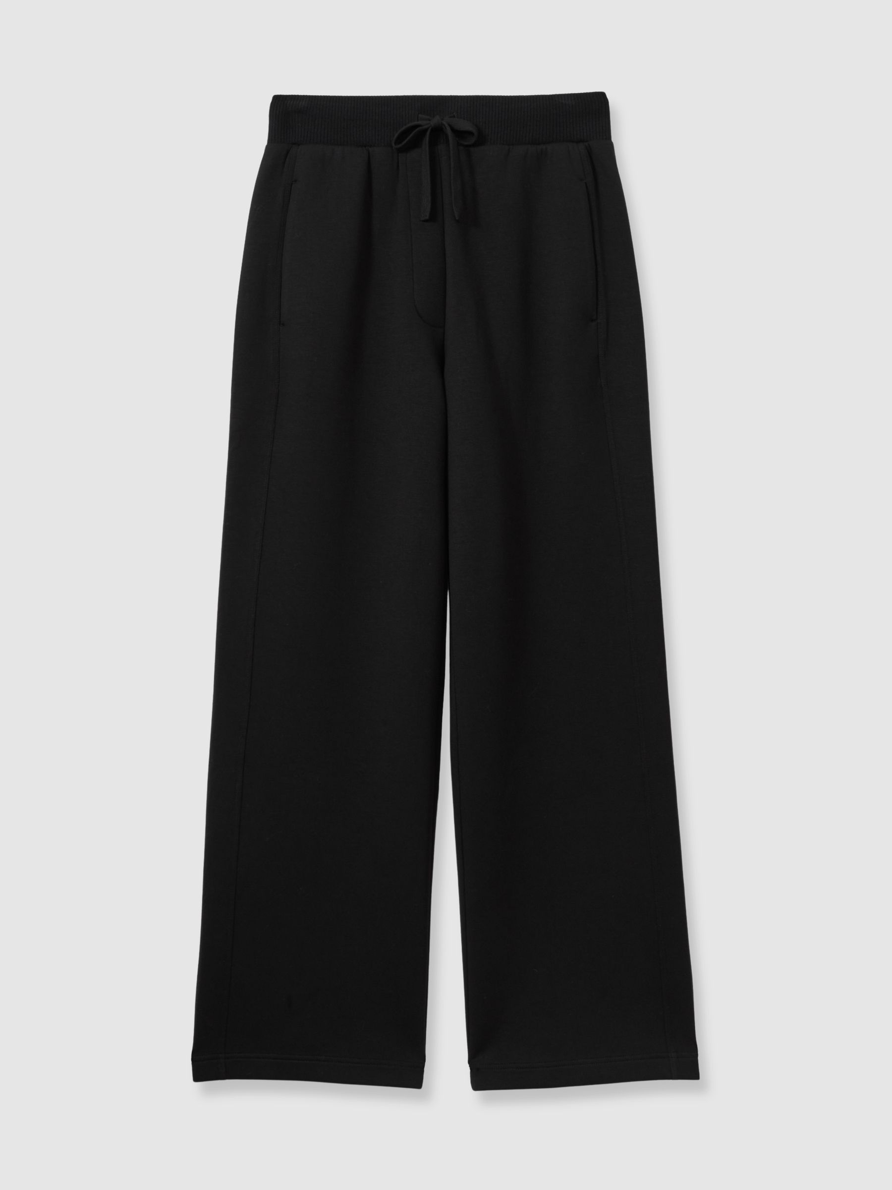 Wide-Leg Jersey Drawstring Joggers in Black - Image 2 of 6