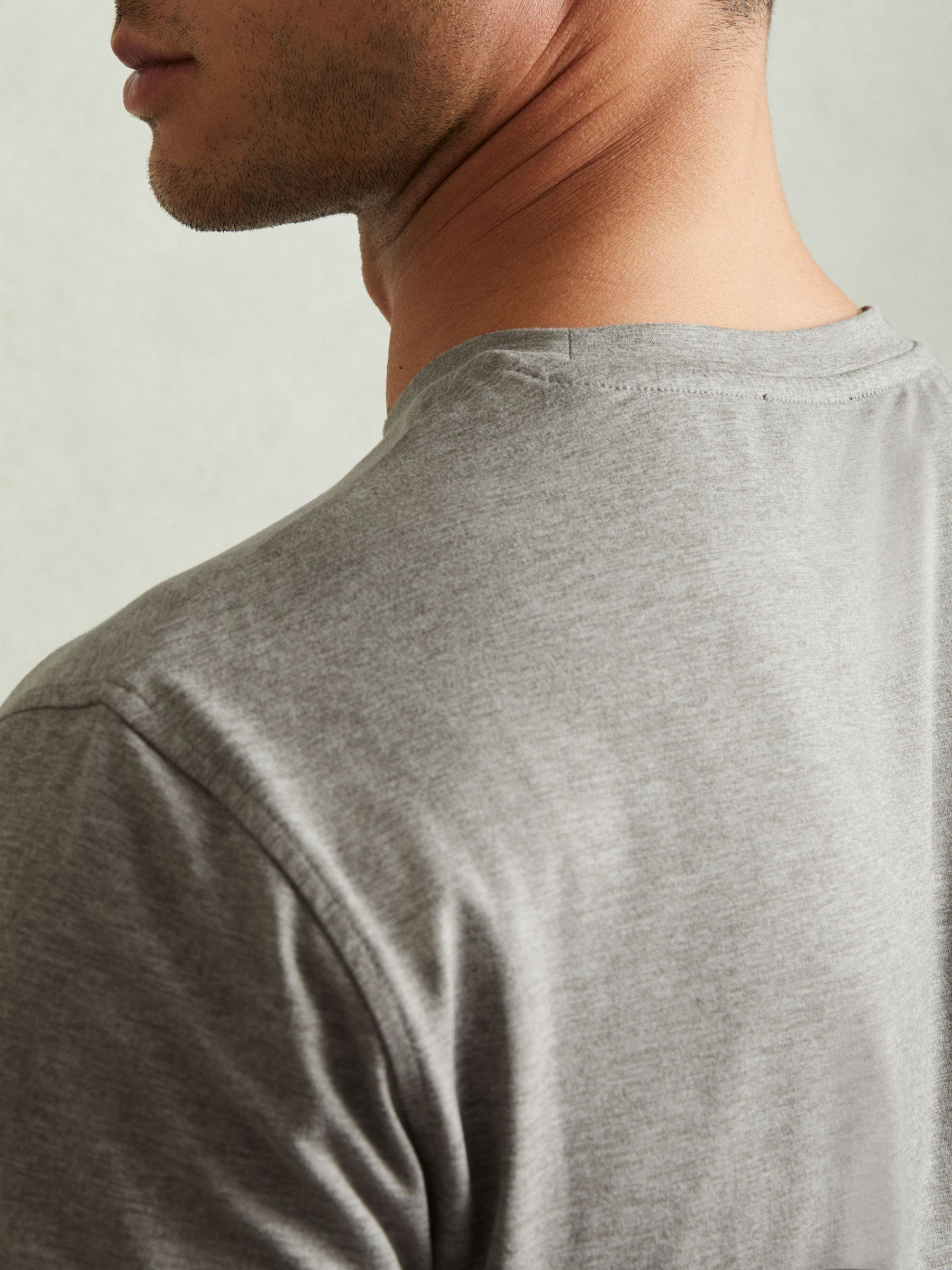 Crew-Neck Jersey T-shirt in Grey Melange - Image 3 of 5