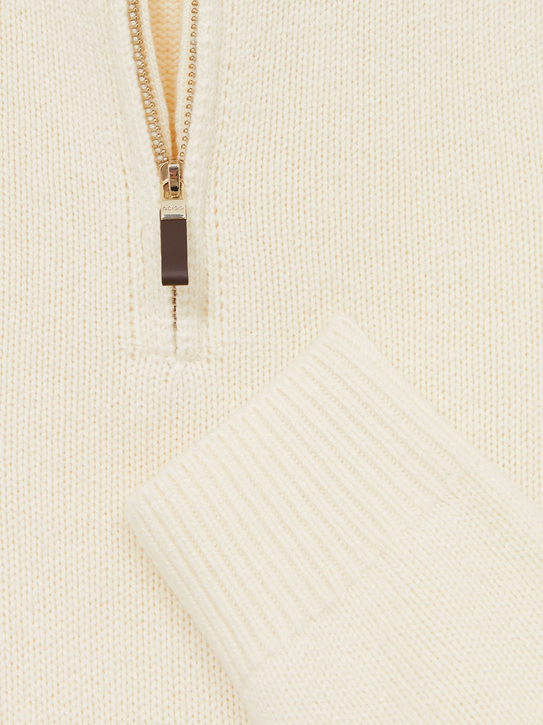 Wool-Blend Ridge-Seam Half-Zip Jumper in White - Image 6 of 6