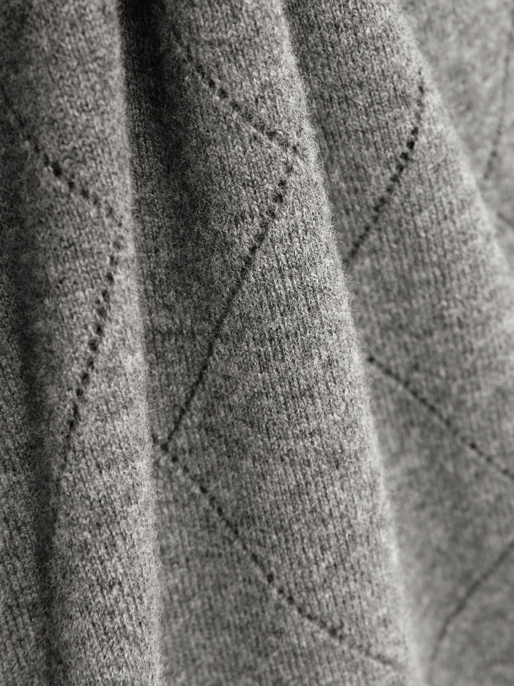 Wool Argyle Crew-Neck Jumper in Mid Grey Melange - Image 6 of 6