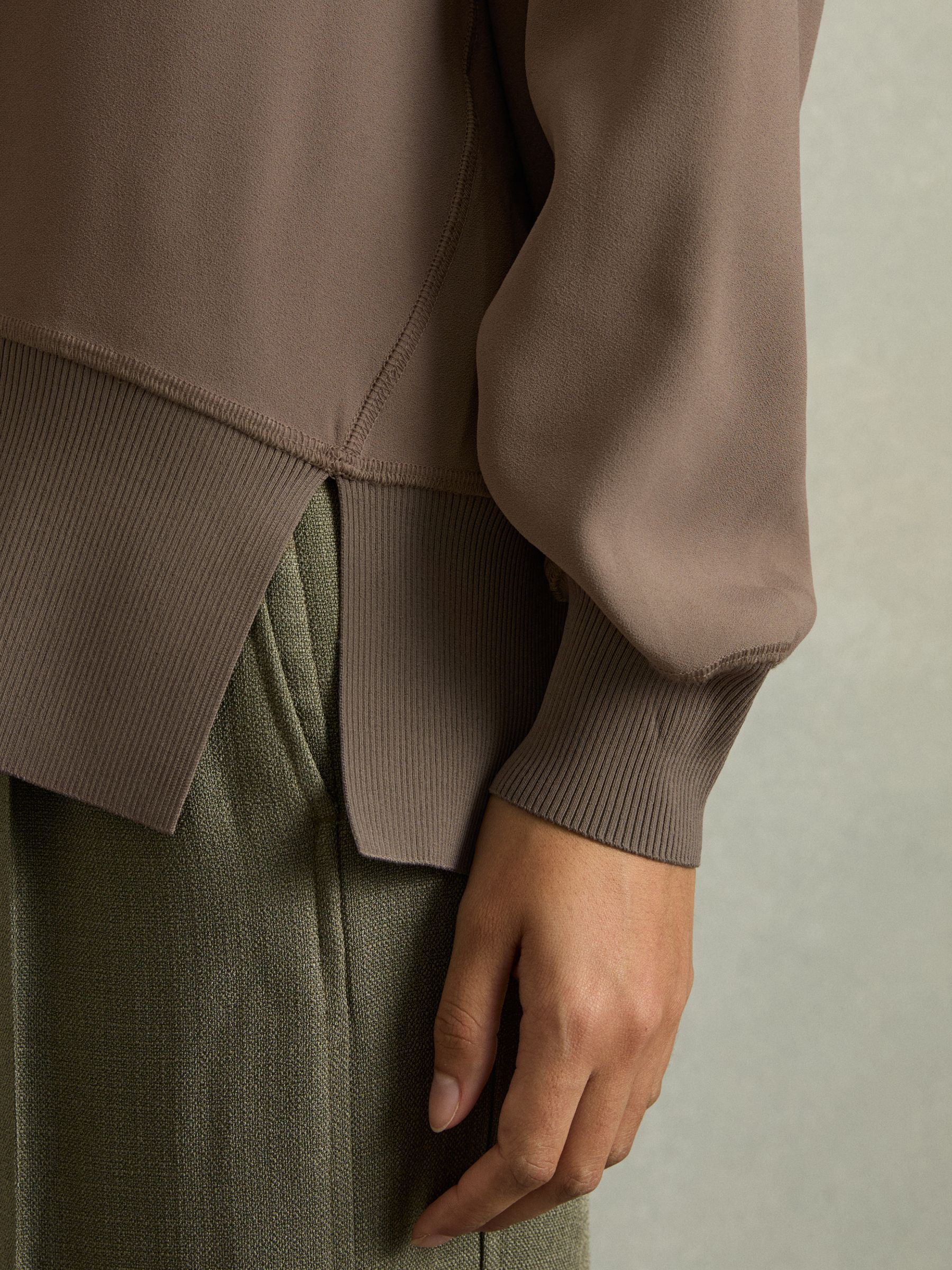 Woven Hooded Top in Mink - Image 4 of 7