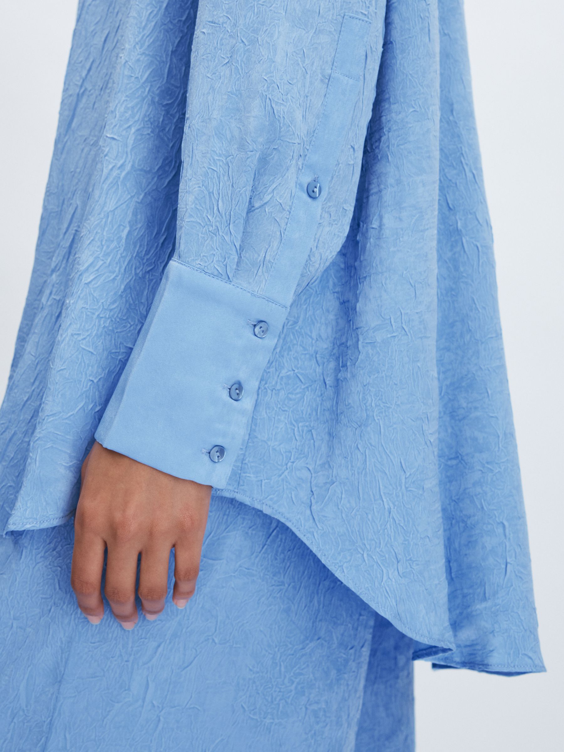 Crinkle Satin Shirt in Periwinkle - Image 4 of 6