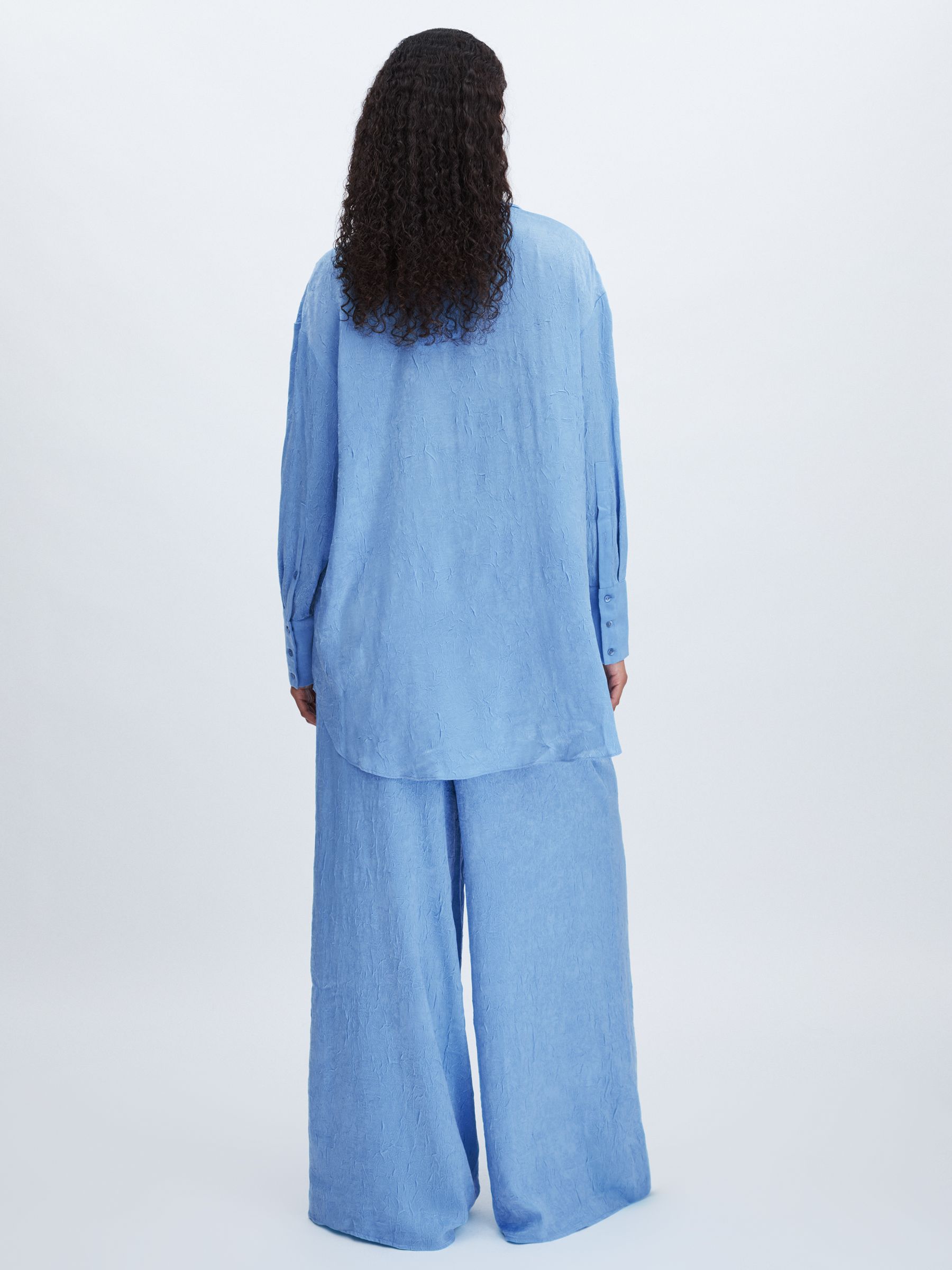 Crinkle Satin Shirt in Periwinkle - Image 5 of 6