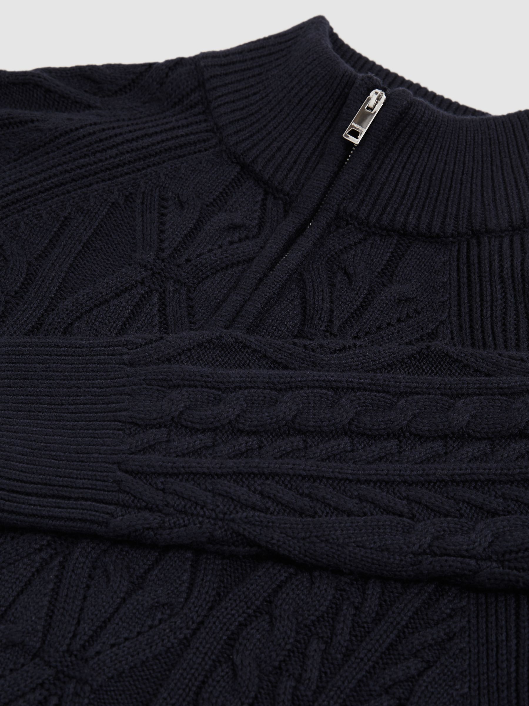 Cable-Knit Half-Zip Jumper in Navy - Image 6 of 6