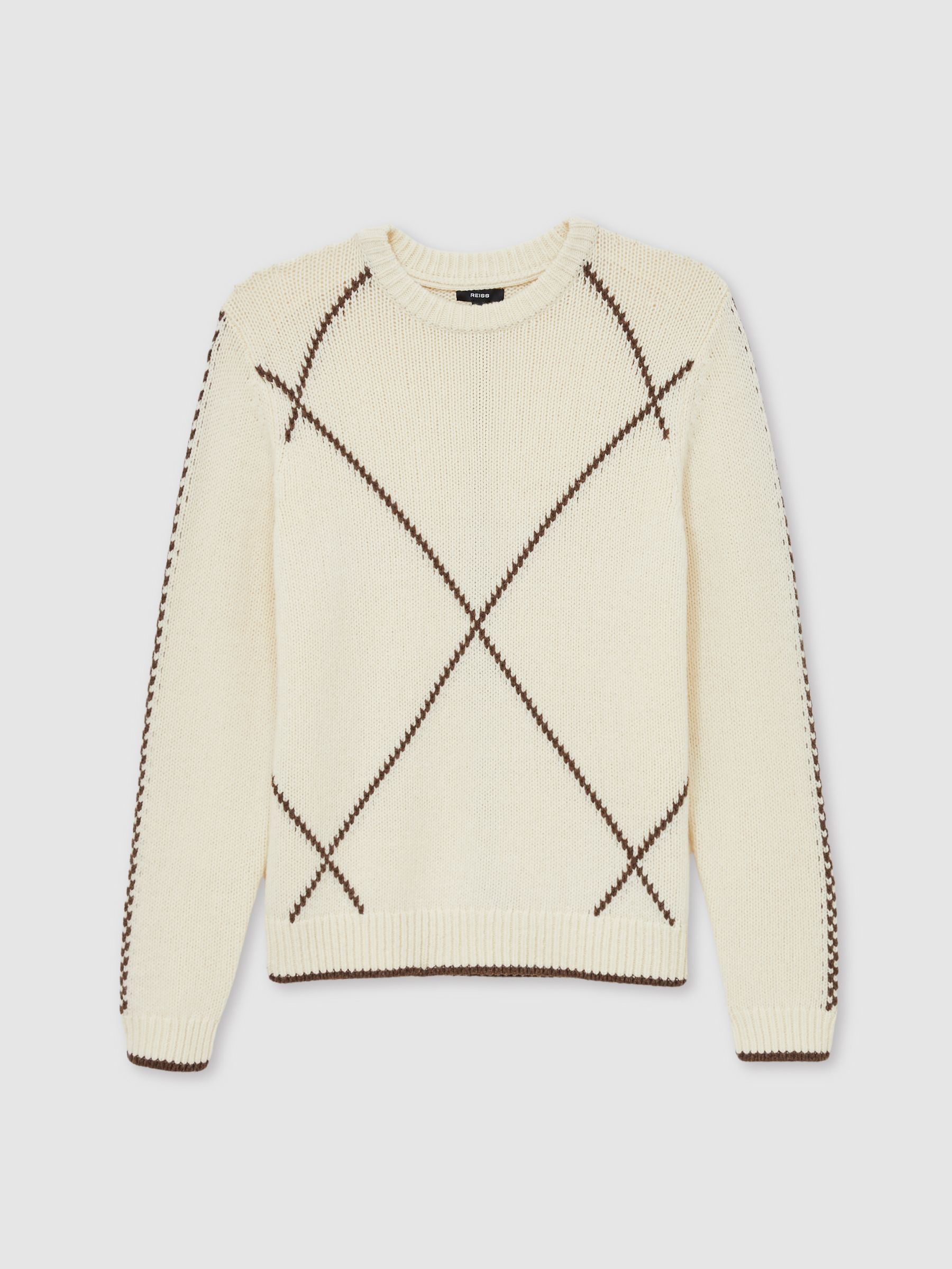Wool-Blend Embroidered Jumper in White/Brown - Image 2 of 7