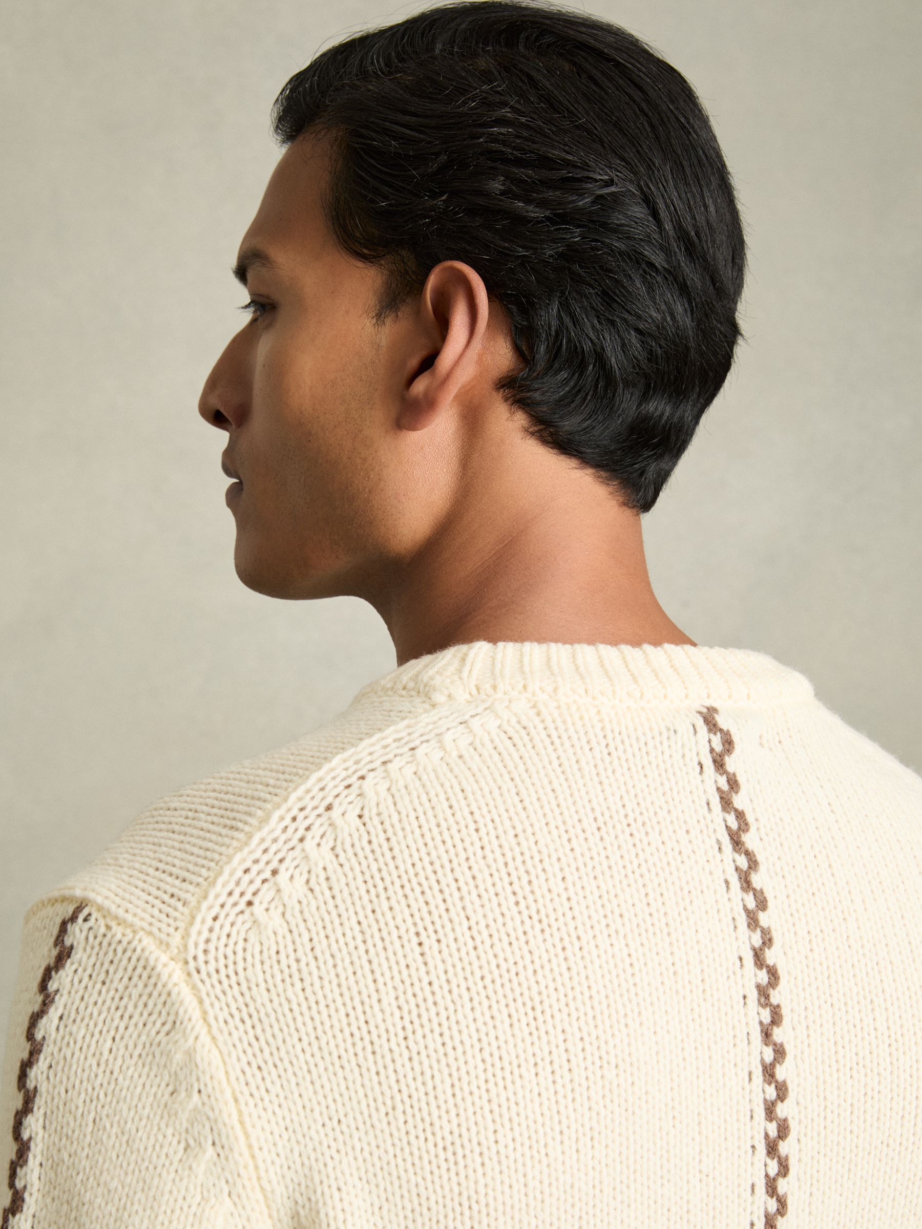 Wool-Blend Embroidered Jumper in White/Brown - Image 6 of 7