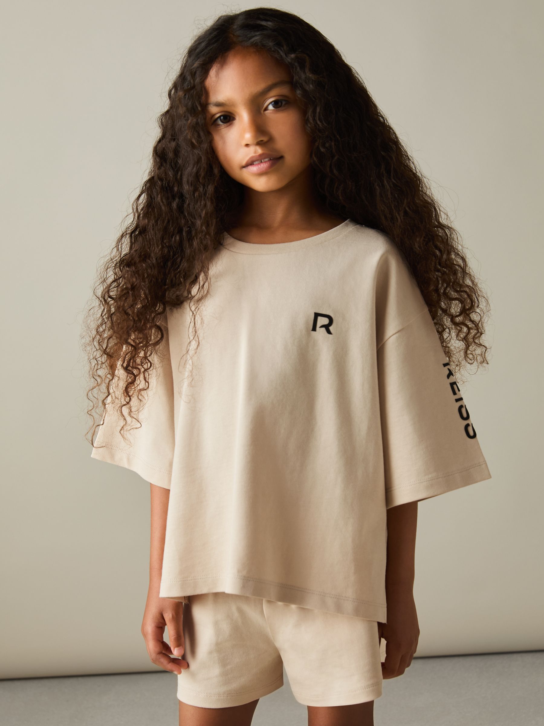4-9 yrs Cotton-Jersey T-shirt and Shorts Set in Stone - Image 3 of 5
