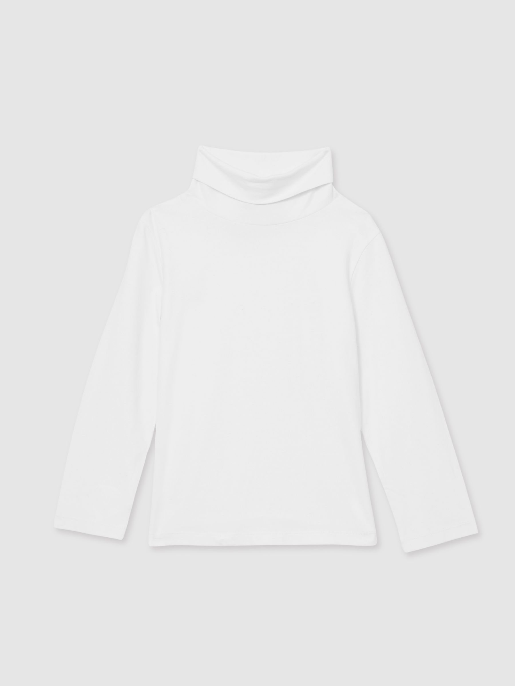 4-9 yrs Cotton-Jersey Roll-Neck Top with Stretch in Ivory - Image 2 of 4