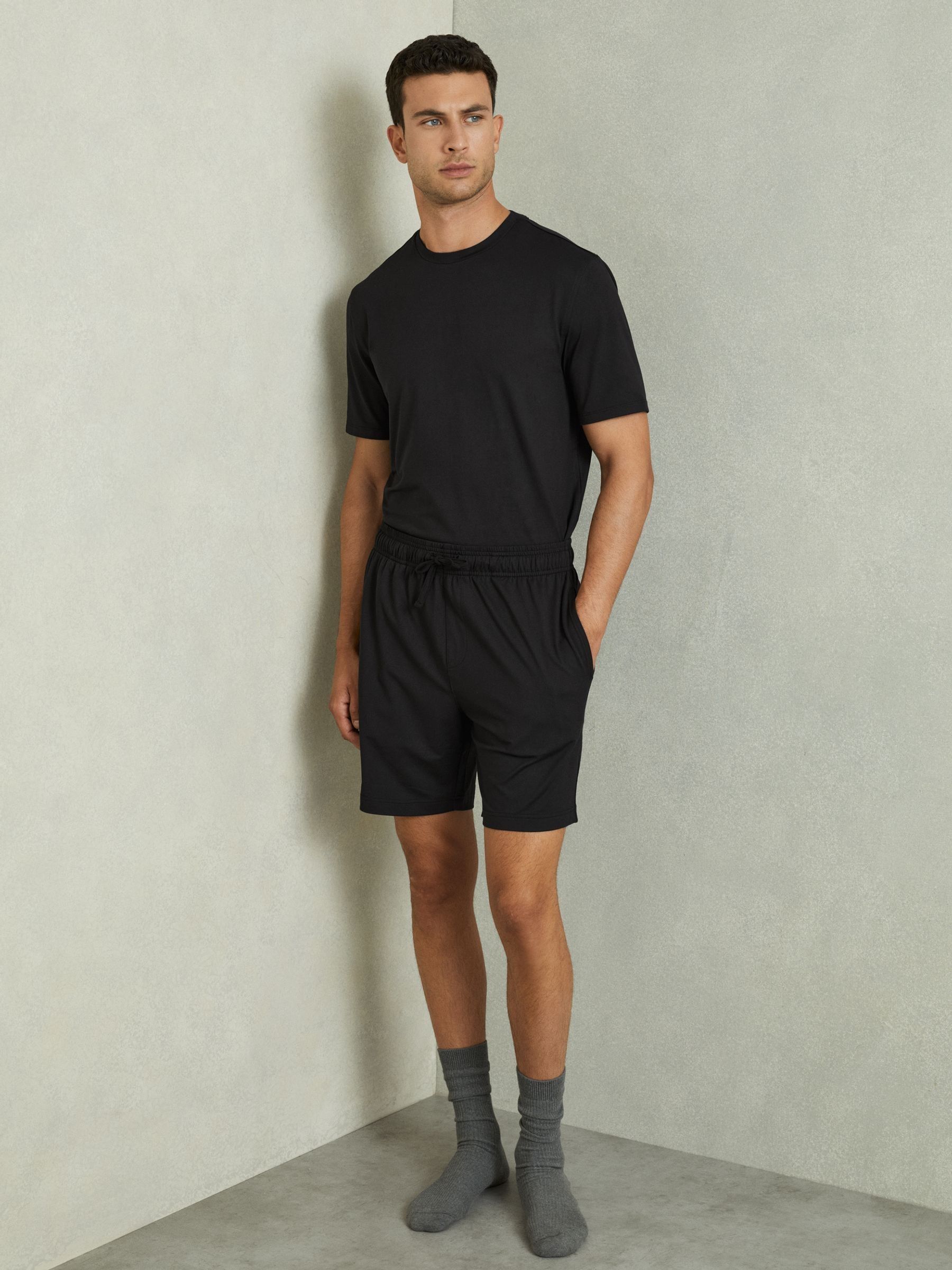 Denver Drawstring-Waist Jersey Shorts in Black - Image 1 of 6