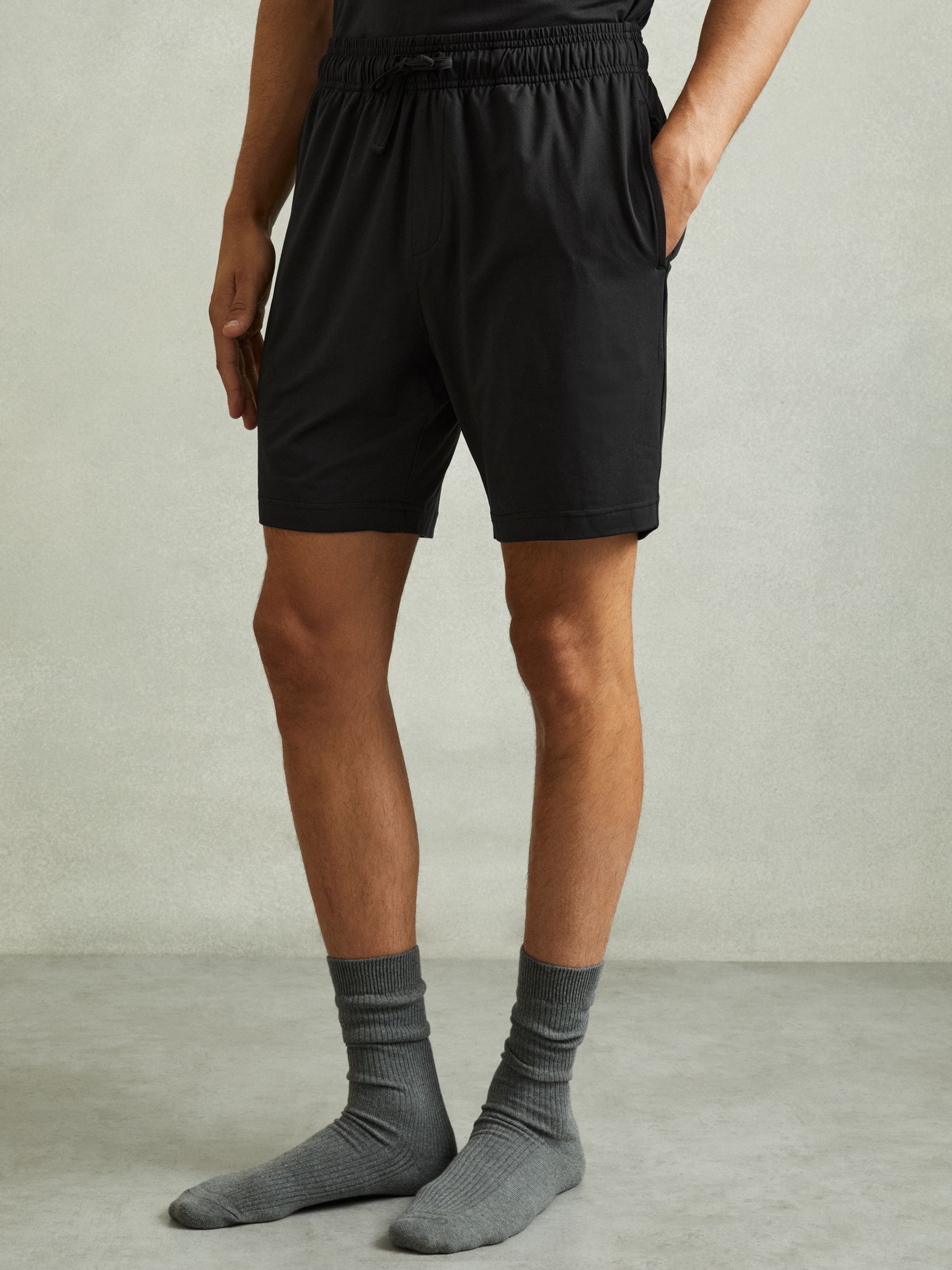 Denver Drawstring-Waist Jersey Shorts in Black - Image 3 of 6