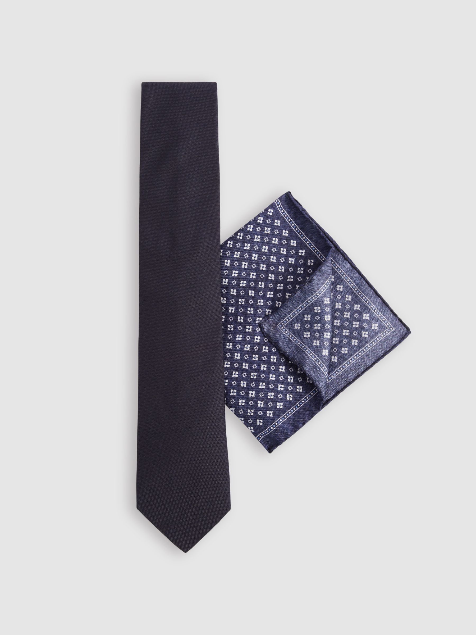 Tie And Pocket Square Gift Set in Navy - Image 1 of 6