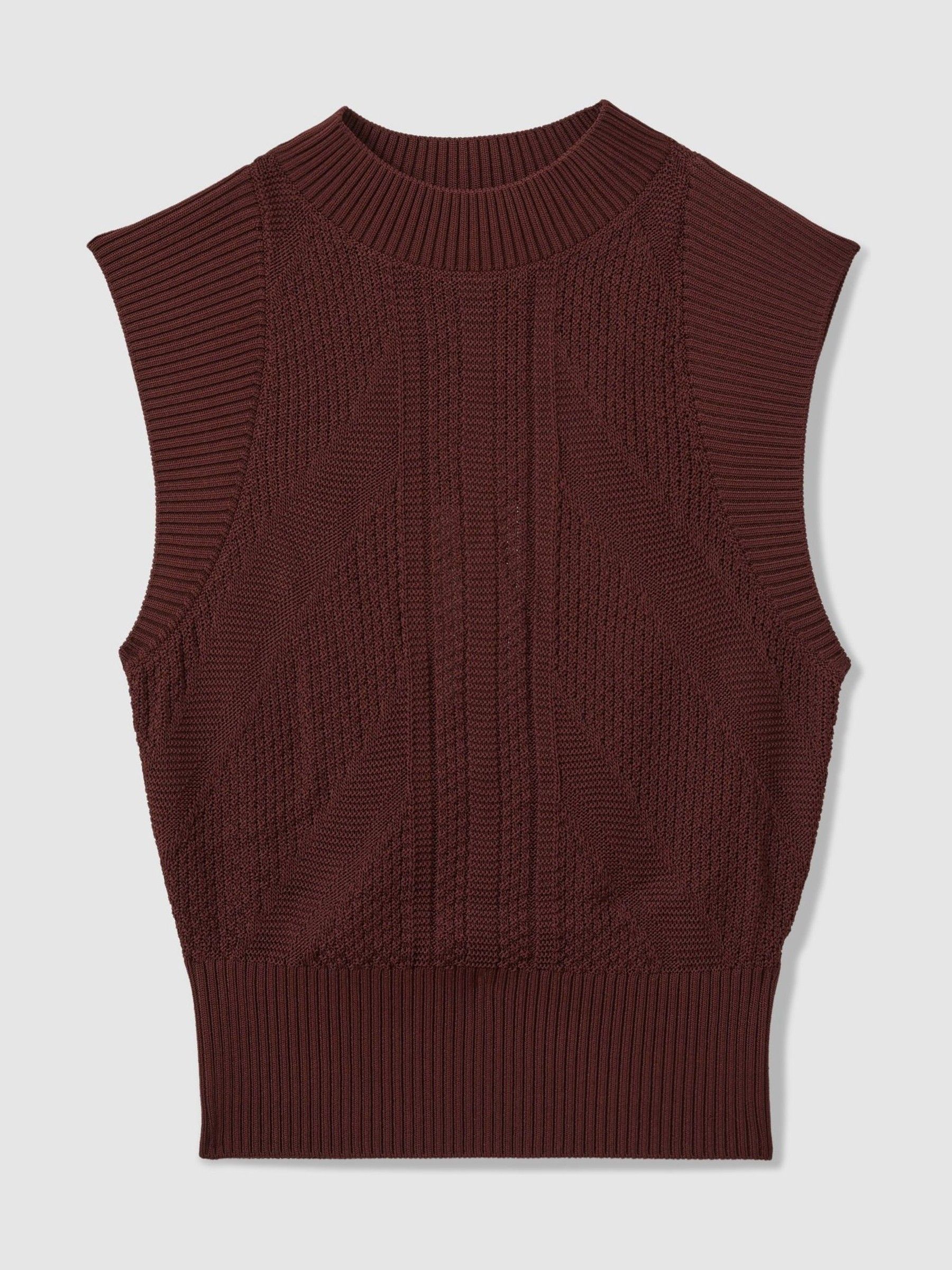 Florere Burgundy Knitted Cropped Vest in Burgundy - Image 2 of 6