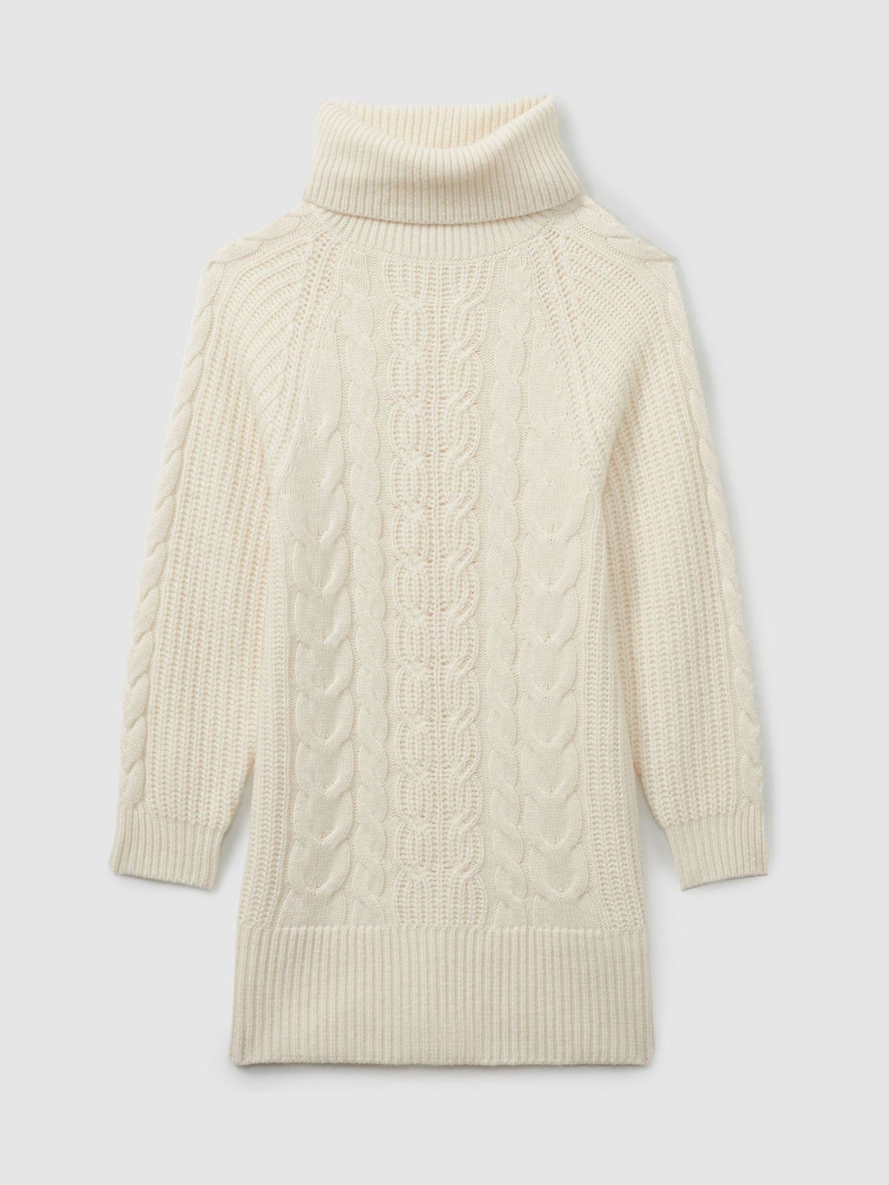 4-9 yrs Wool-Blend Cabled Jumper Dress in Cream - Image 2 of 4