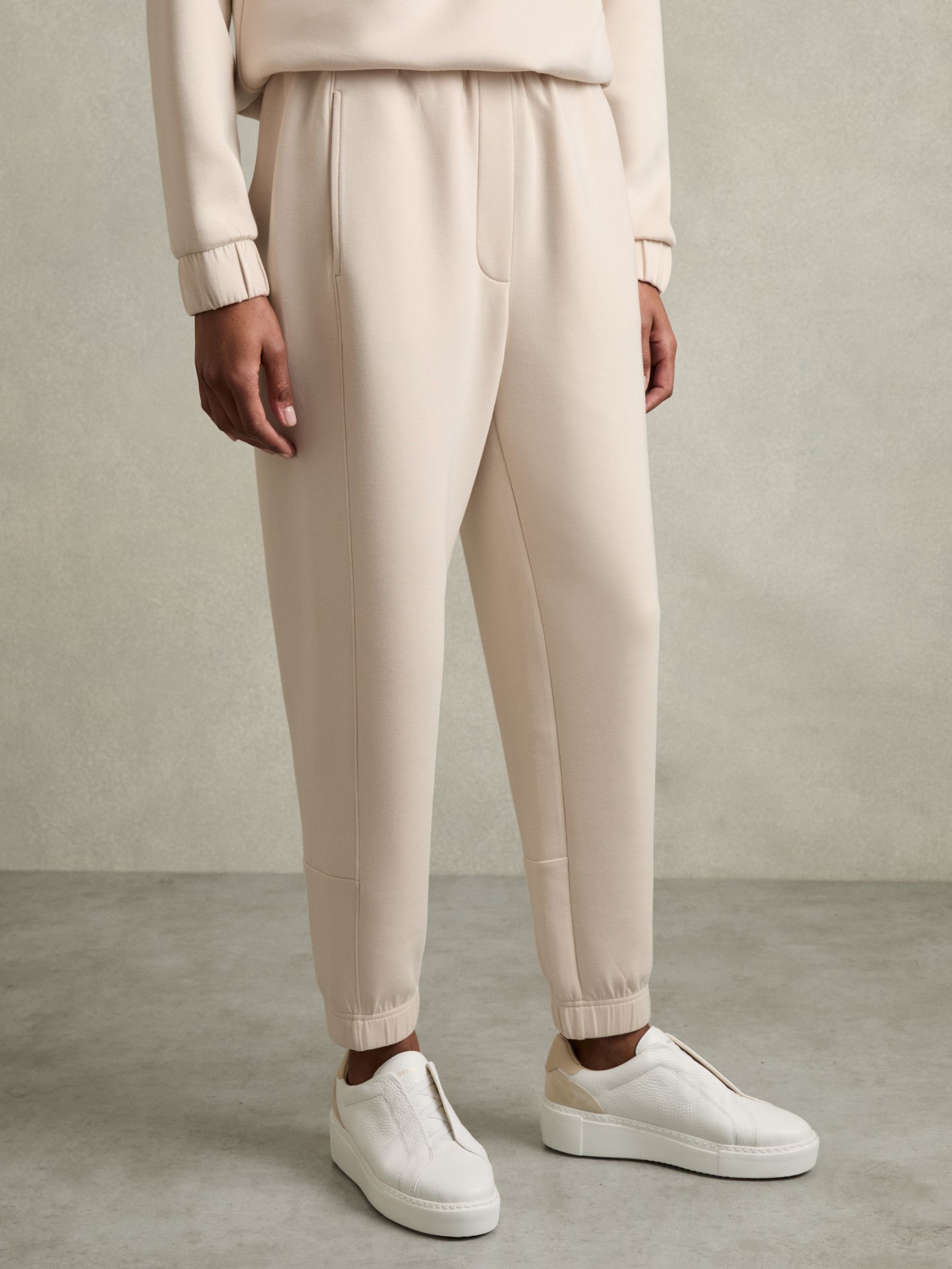 Tapered Elasticated Waist Joggers in Stone - Image 3 of 7