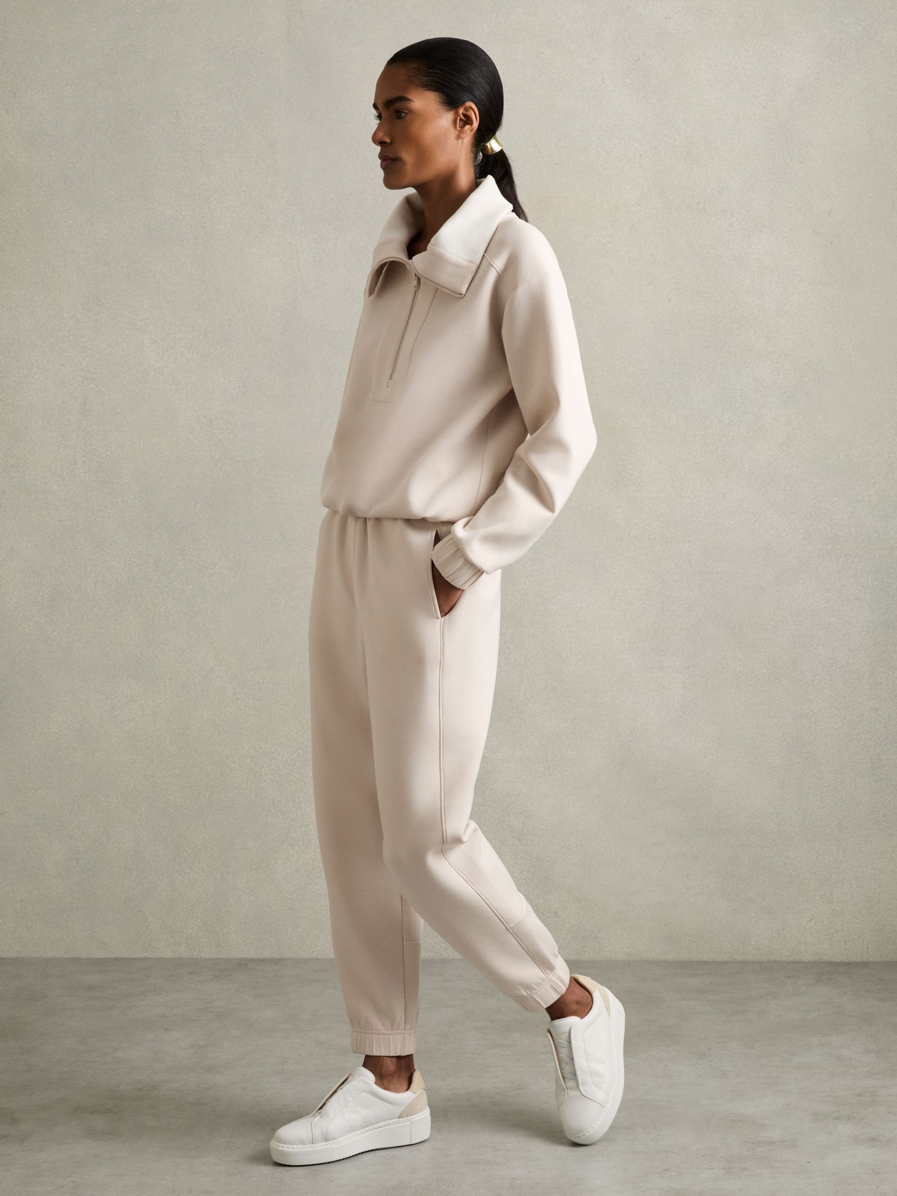 Tapered Elasticated Waist Joggers in Stone - Image 4 of 7