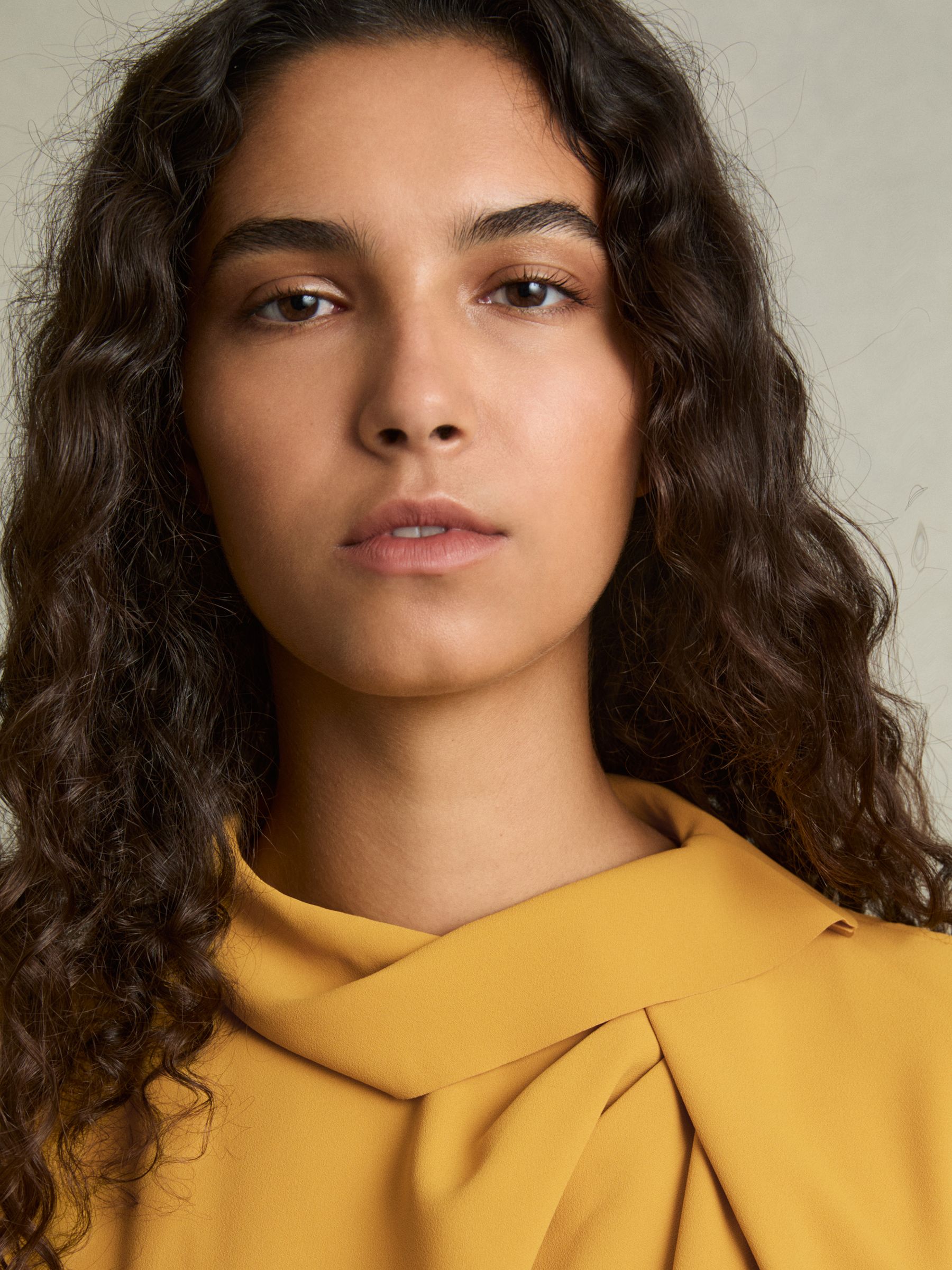 Drape-Neck Shell Top in Yellow - Image 4 of 6