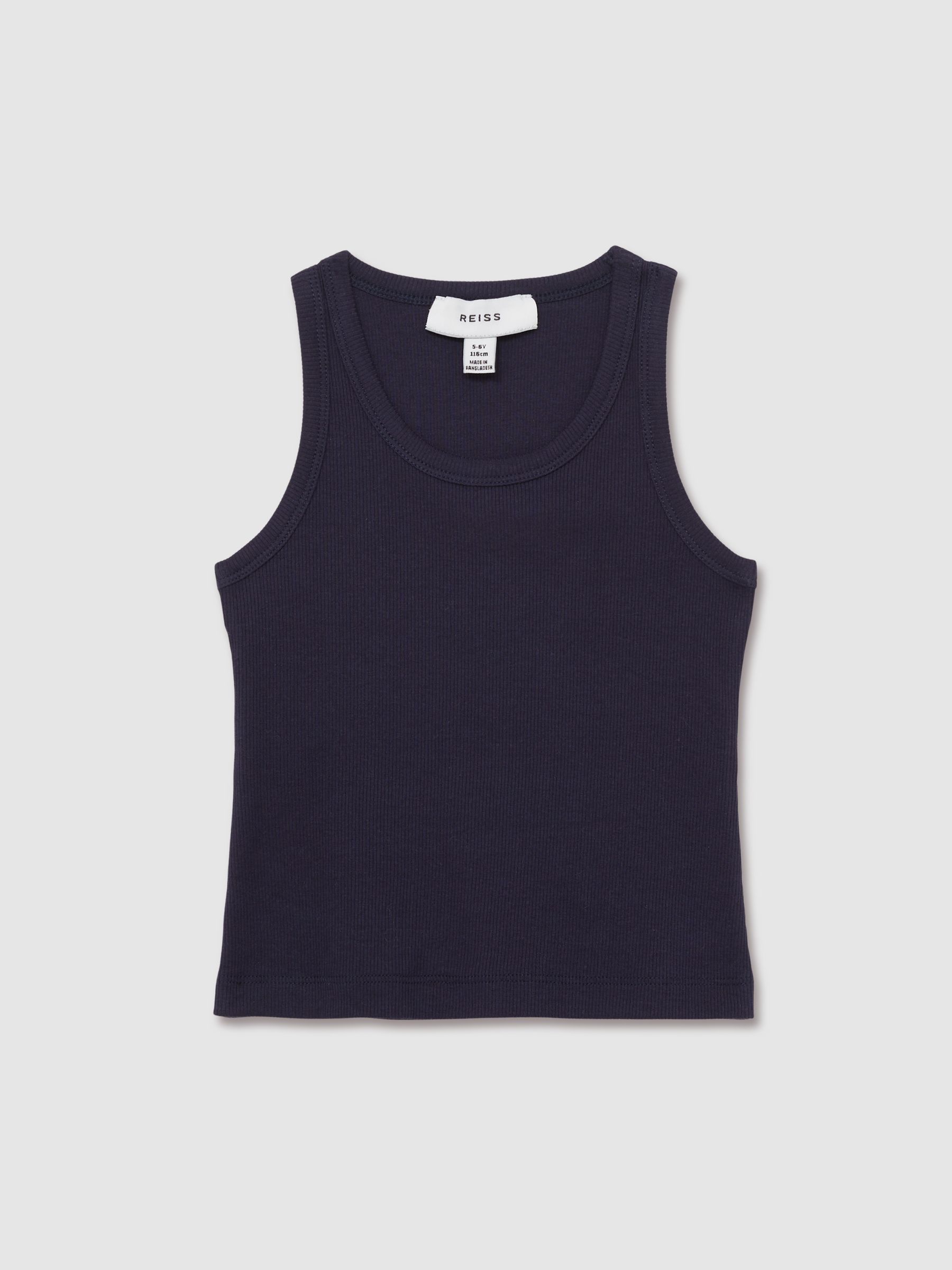 9-13 yrs Cotton Blend Ribbed Vest in Navy - Image 2 of 4