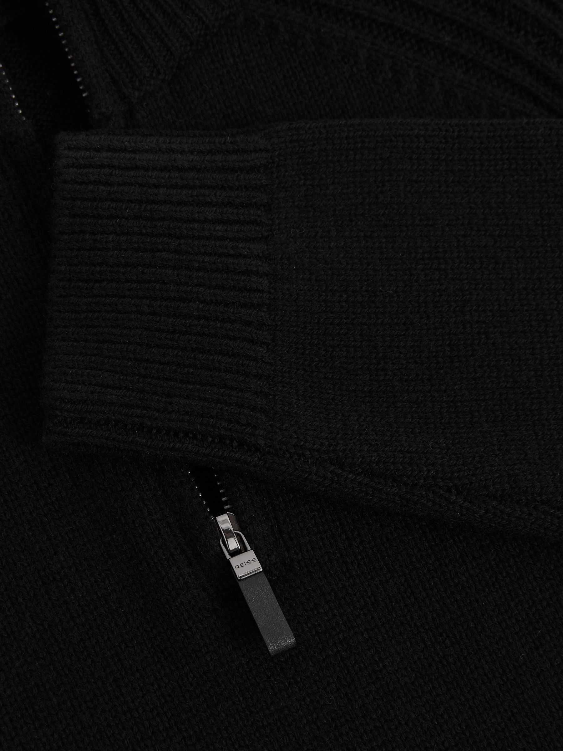 Wool-Blend Ridge-Seam Half-Zip Jumper in All Black - Image 6 of 6
