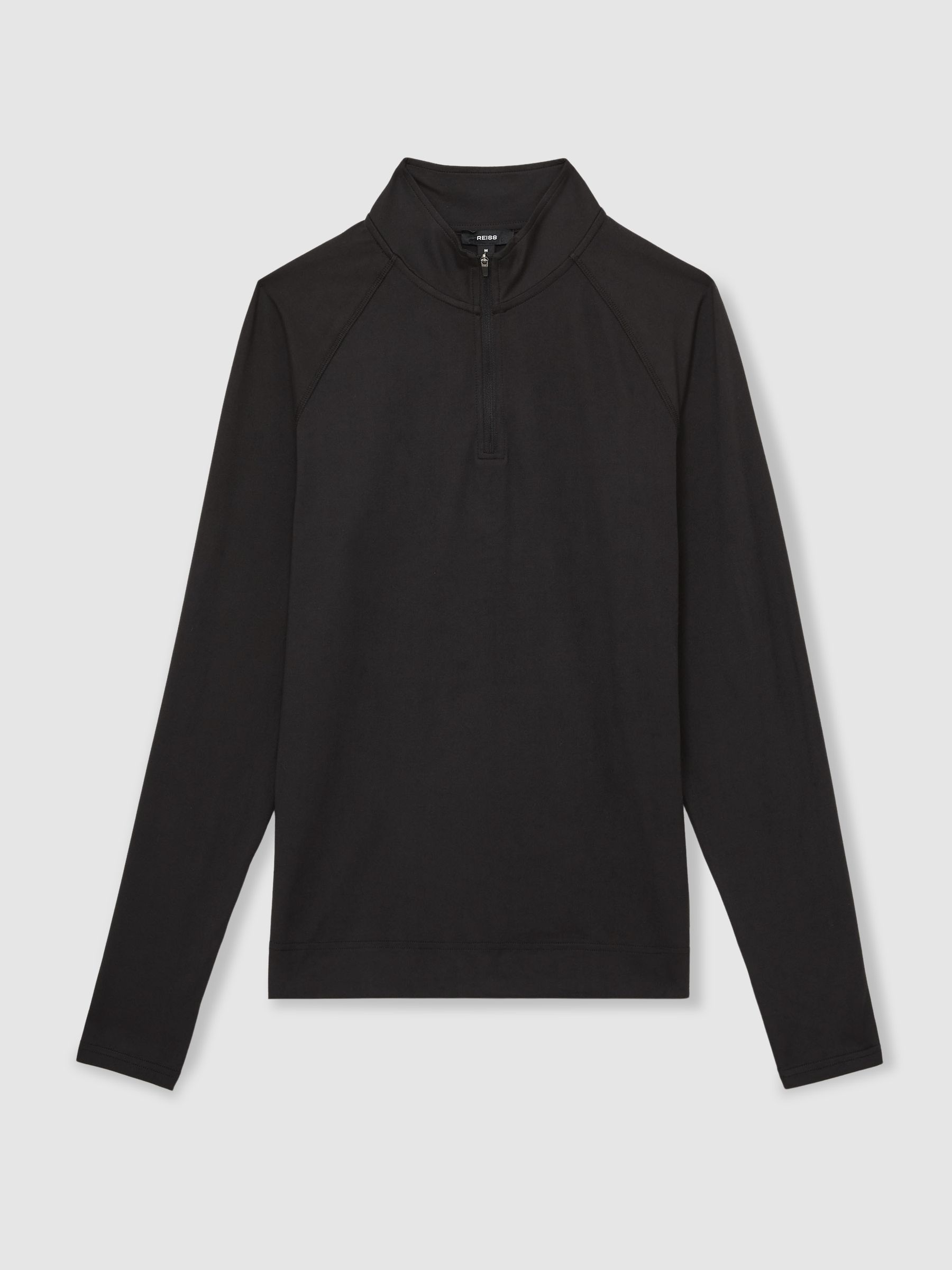 Stretch Half-Zip Funnel-Neck Top in Black - Image 2 of 5