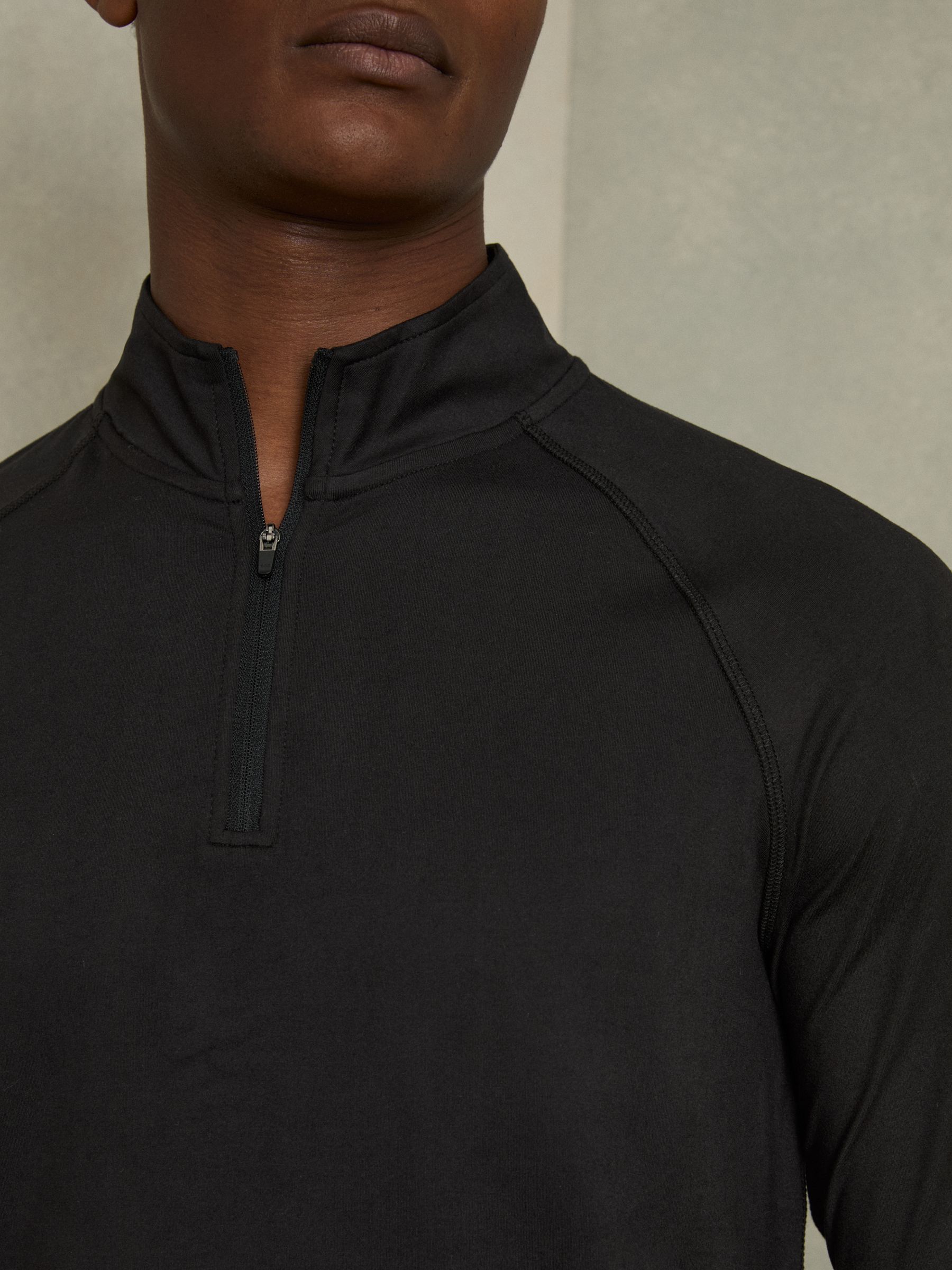 Stretch Half-Zip Funnel-Neck Top in Black - Image 3 of 5