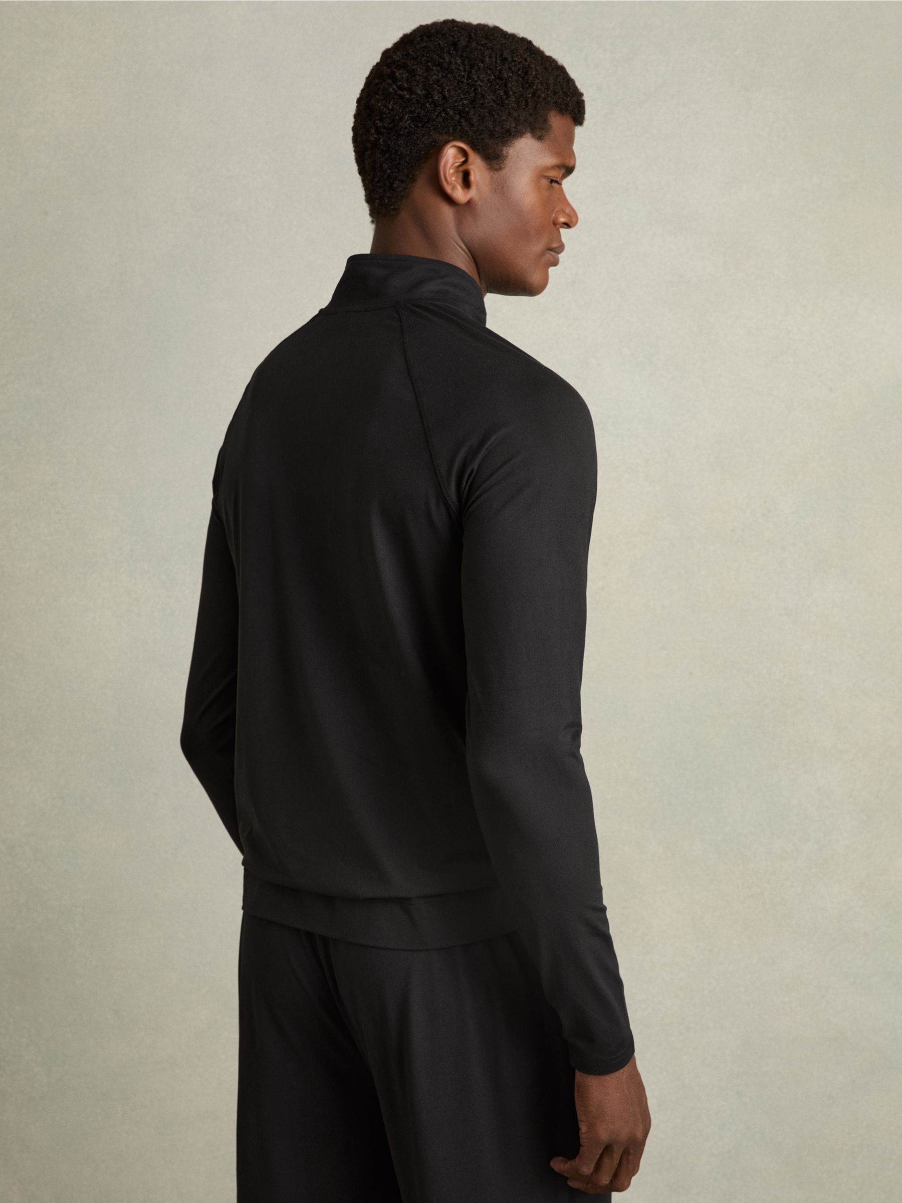 Stretch Half-Zip Funnel-Neck Top in Black - Image 4 of 5