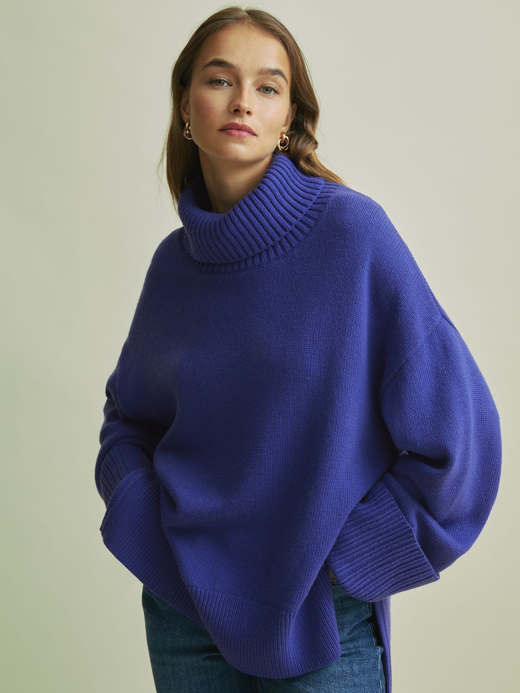 Florere Roll Neck Jumper in Bright Blue - Image 1 of 7