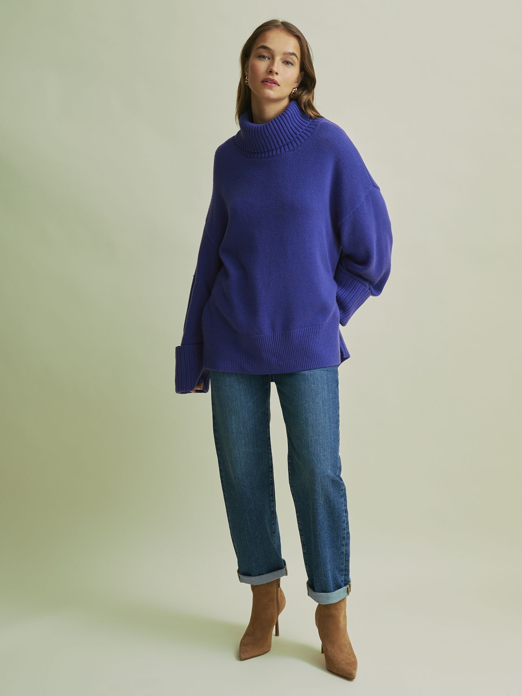 Florere Roll Neck Jumper in Bright Blue - Image 3 of 7