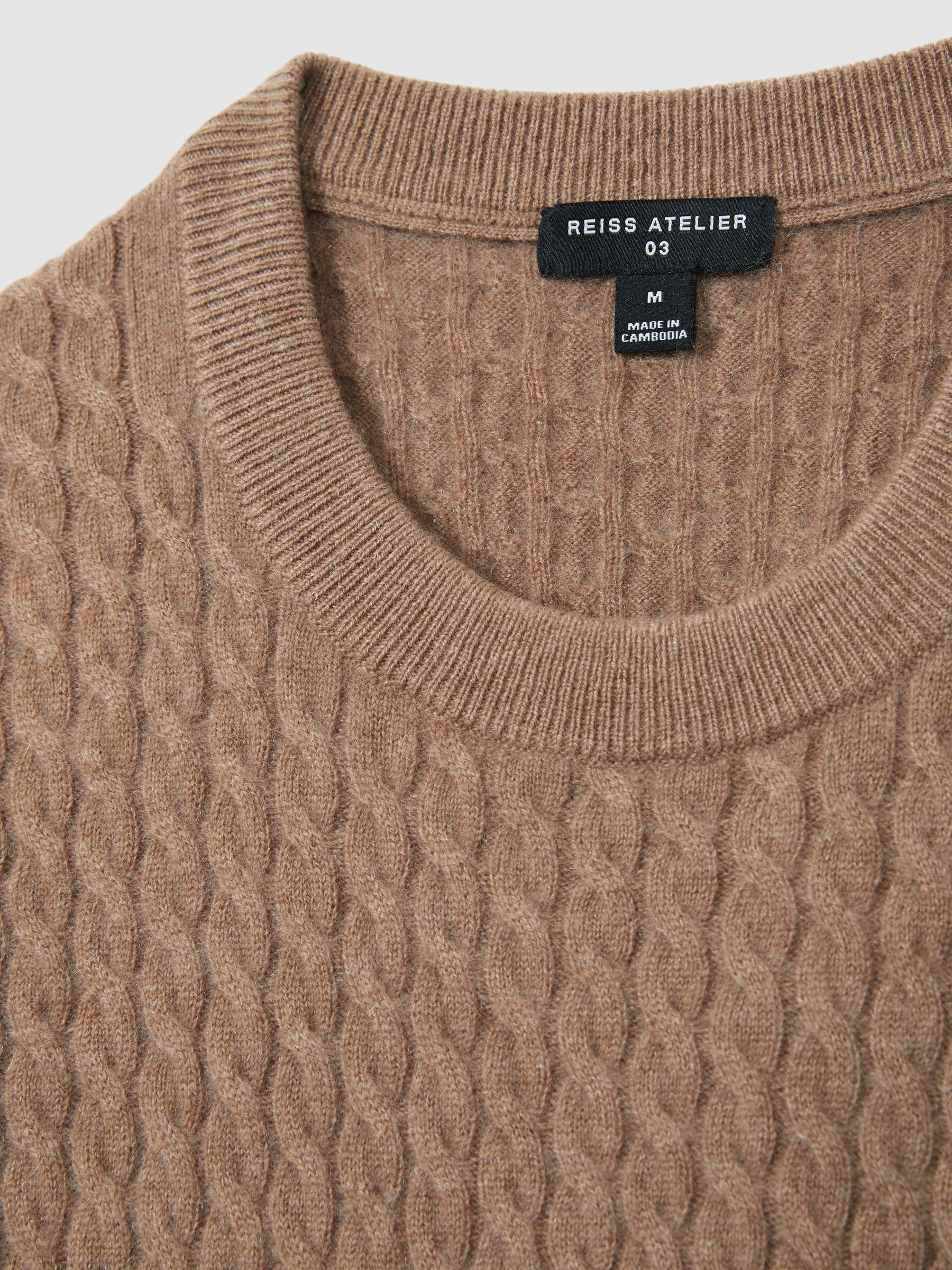 Atelier Cashmere Cable-Knit Crew-Neck Jumper in Camel Melange - Image 7 of 7