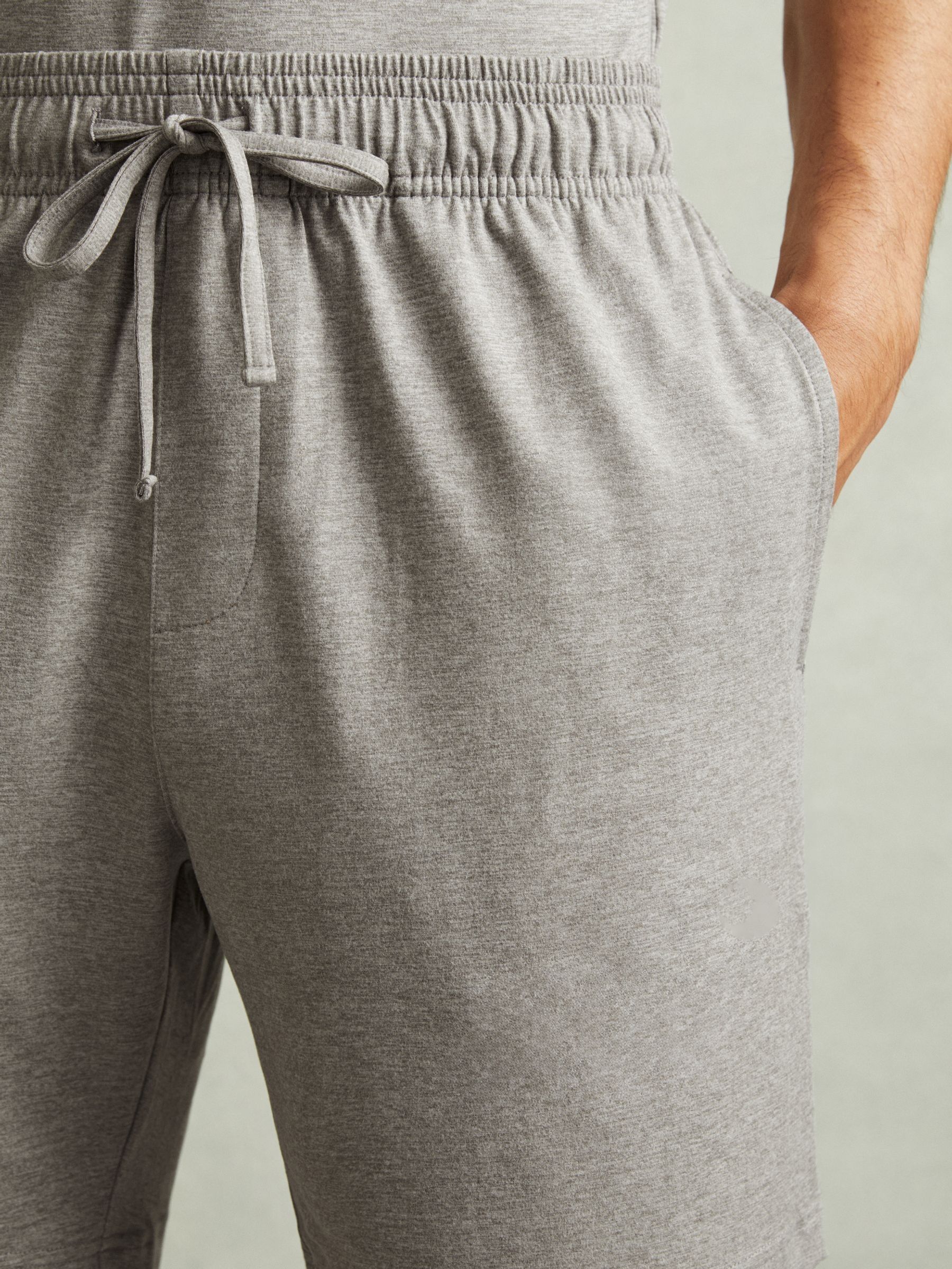 Denver Drawstring-Waist Jersey Shorts in Grey Melange - Image 4 of 6