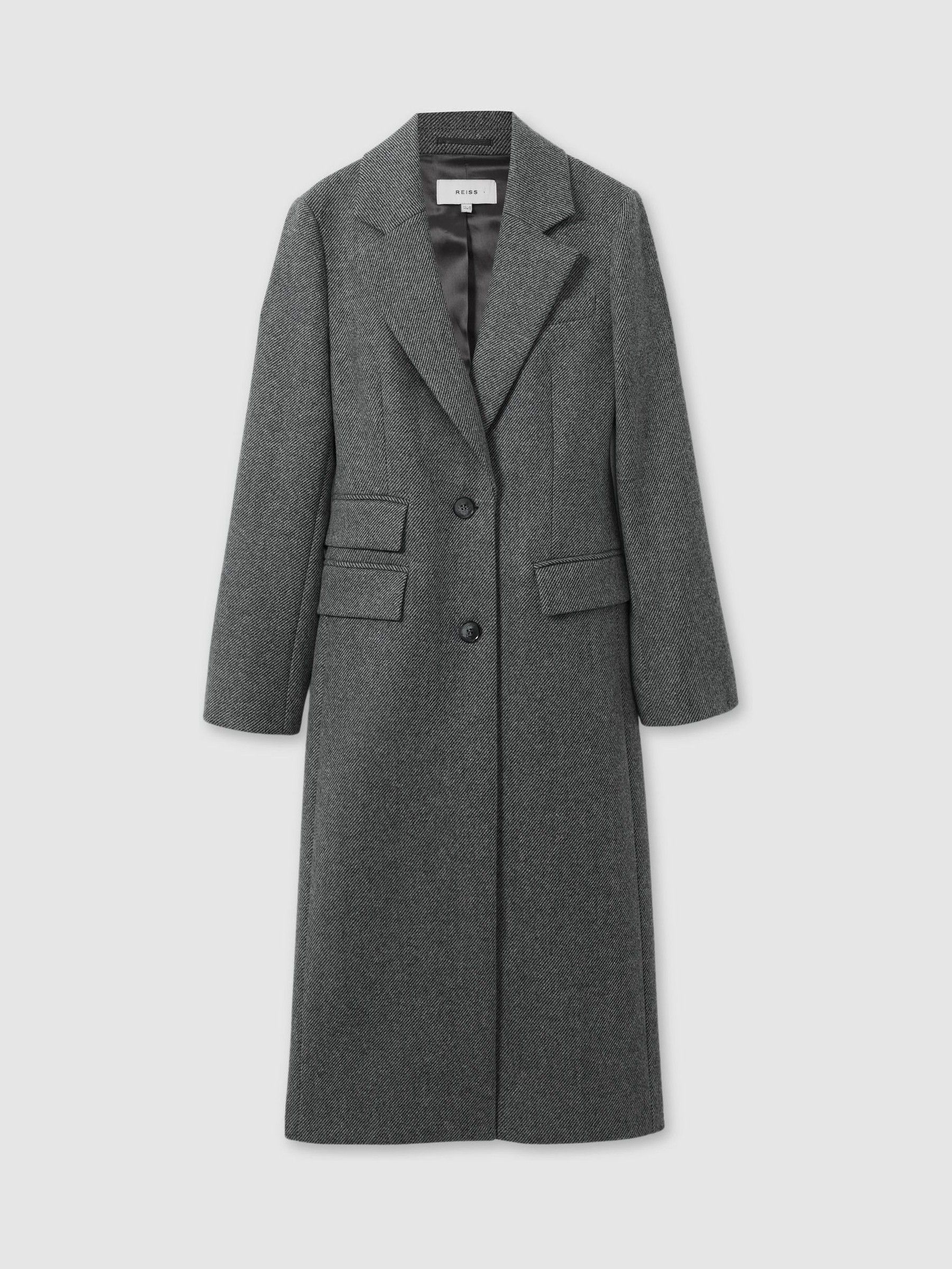 Petite Wool-Blend Longline Coat in Grey - Image 2 of 7