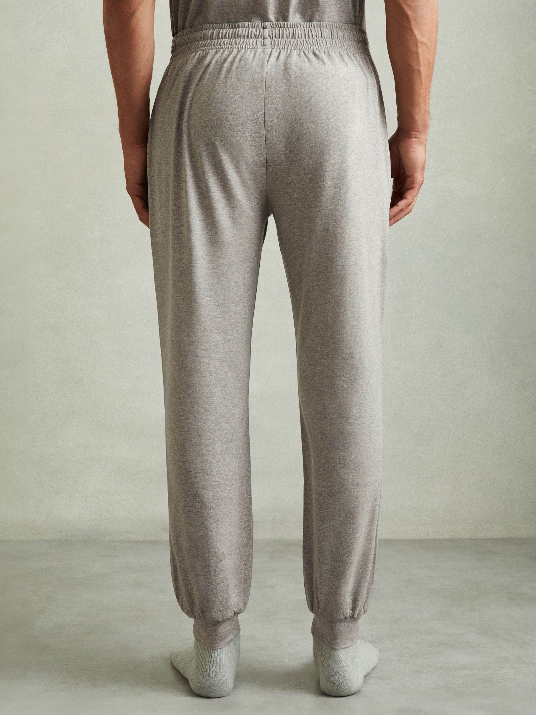 Tapered Stretch-Jersey Joggers in Grey Melange - Image 4 of 6
