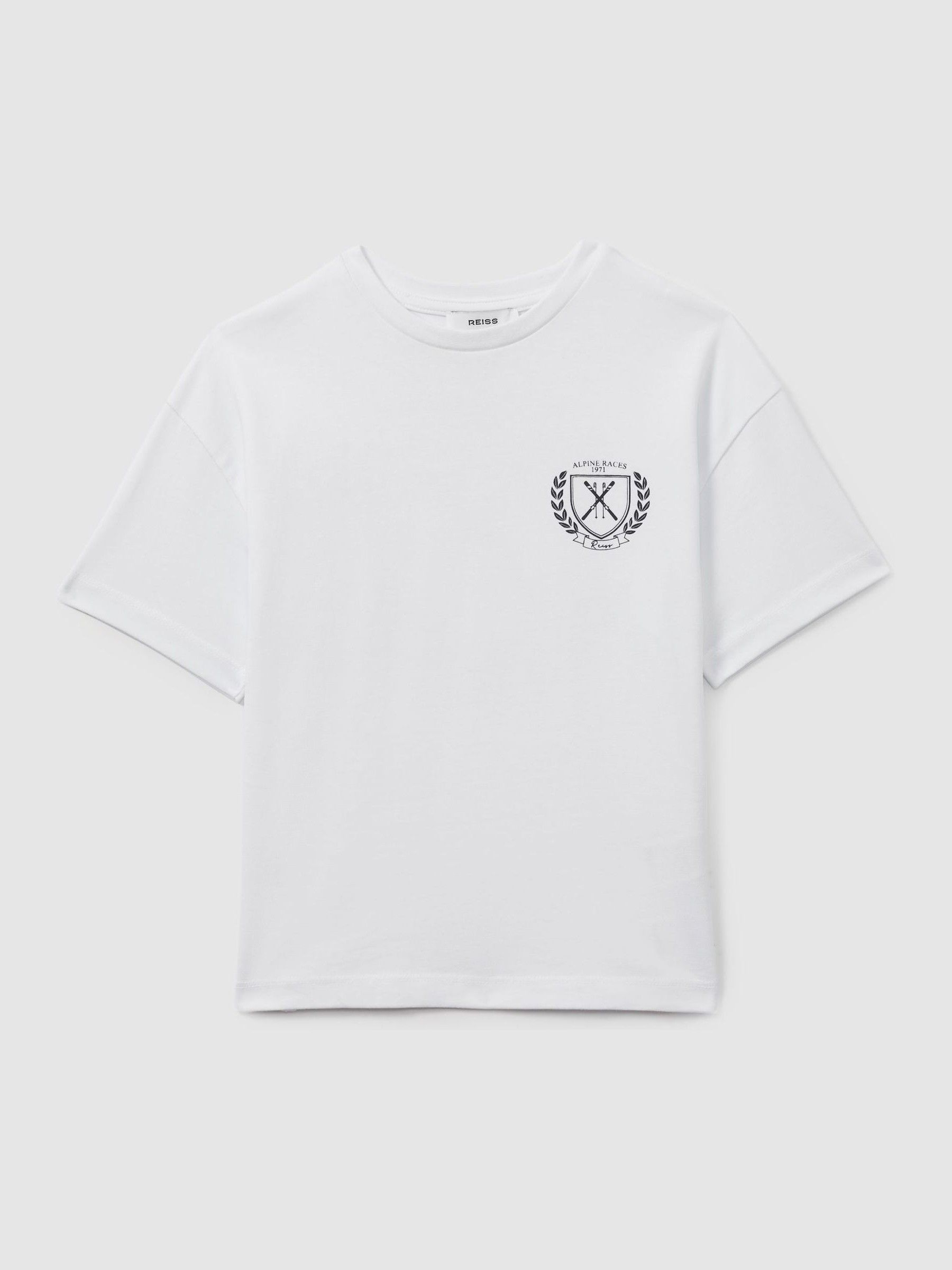 Cotton-Jersey Alpine Races-Print T-Shirt in White - Image 1 of 4